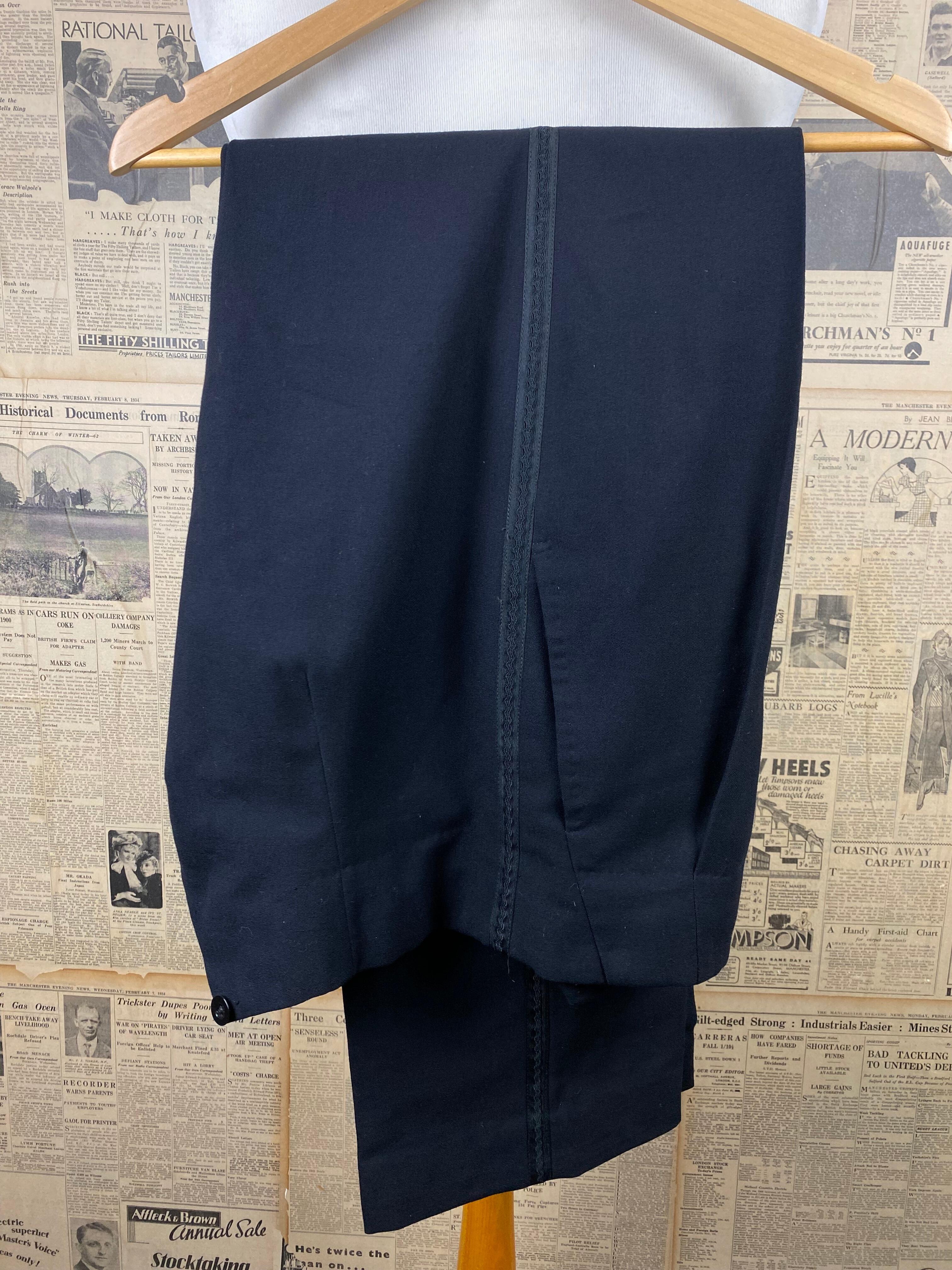 7 Vintage bespoke fishtail black tie dinner trousers size 34