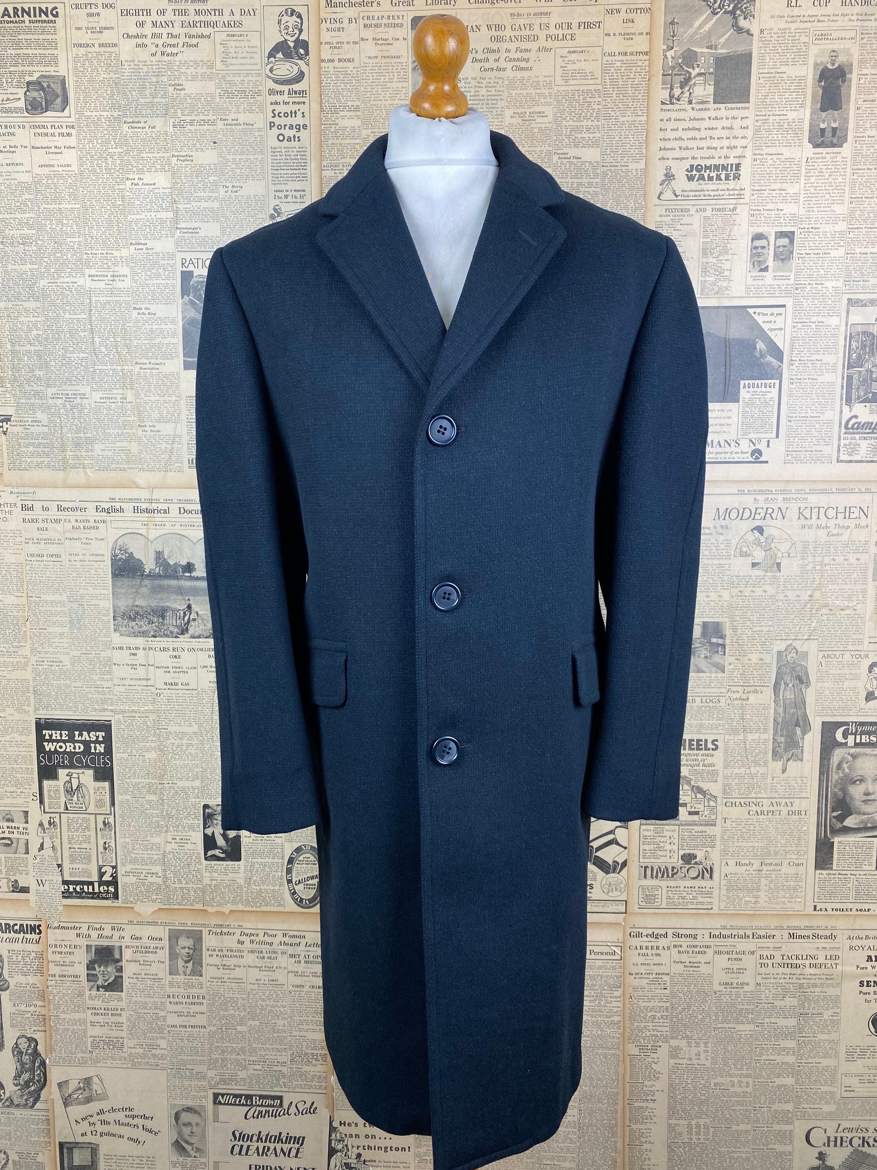 Vintage bespoke blue 1960's overcoat size 44