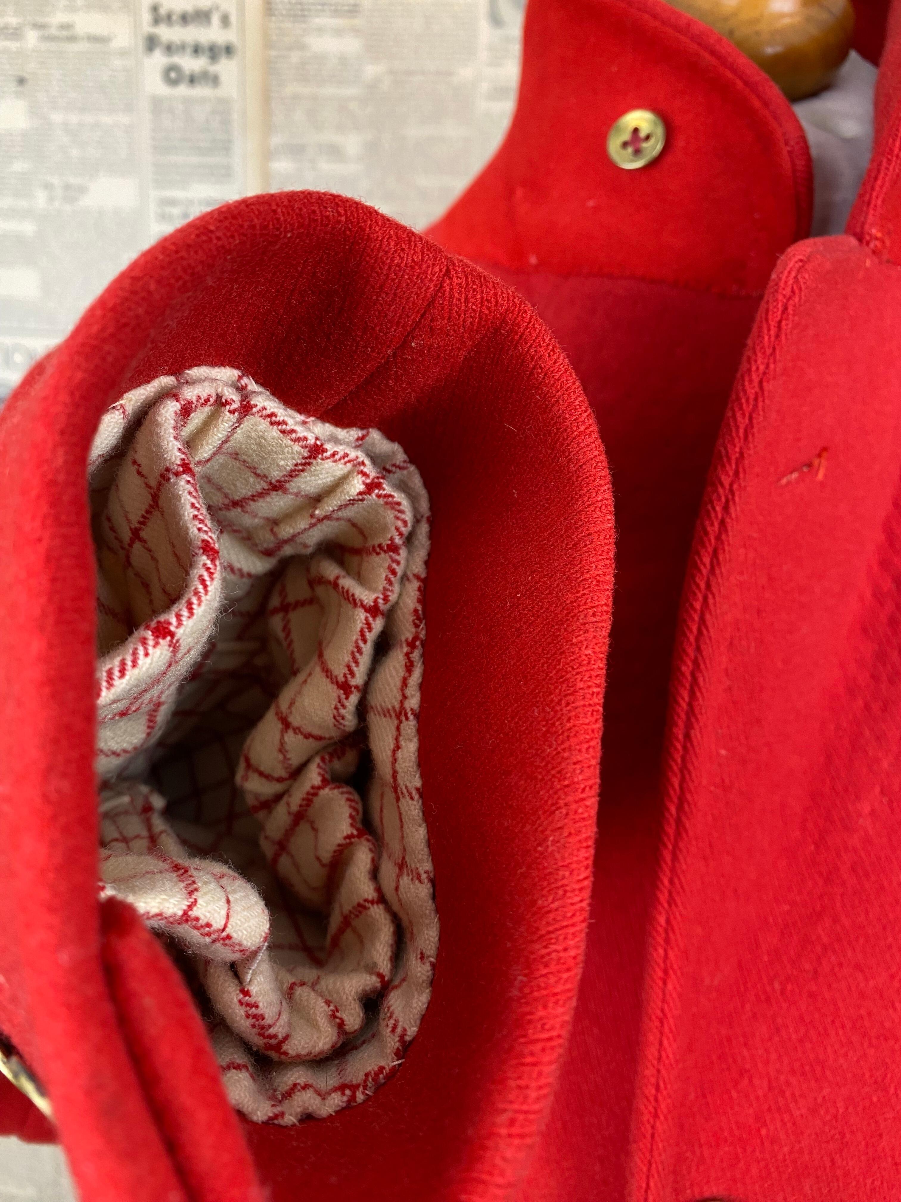 Vintage Red Heavy Hunt Coat Size 36 38 Long
