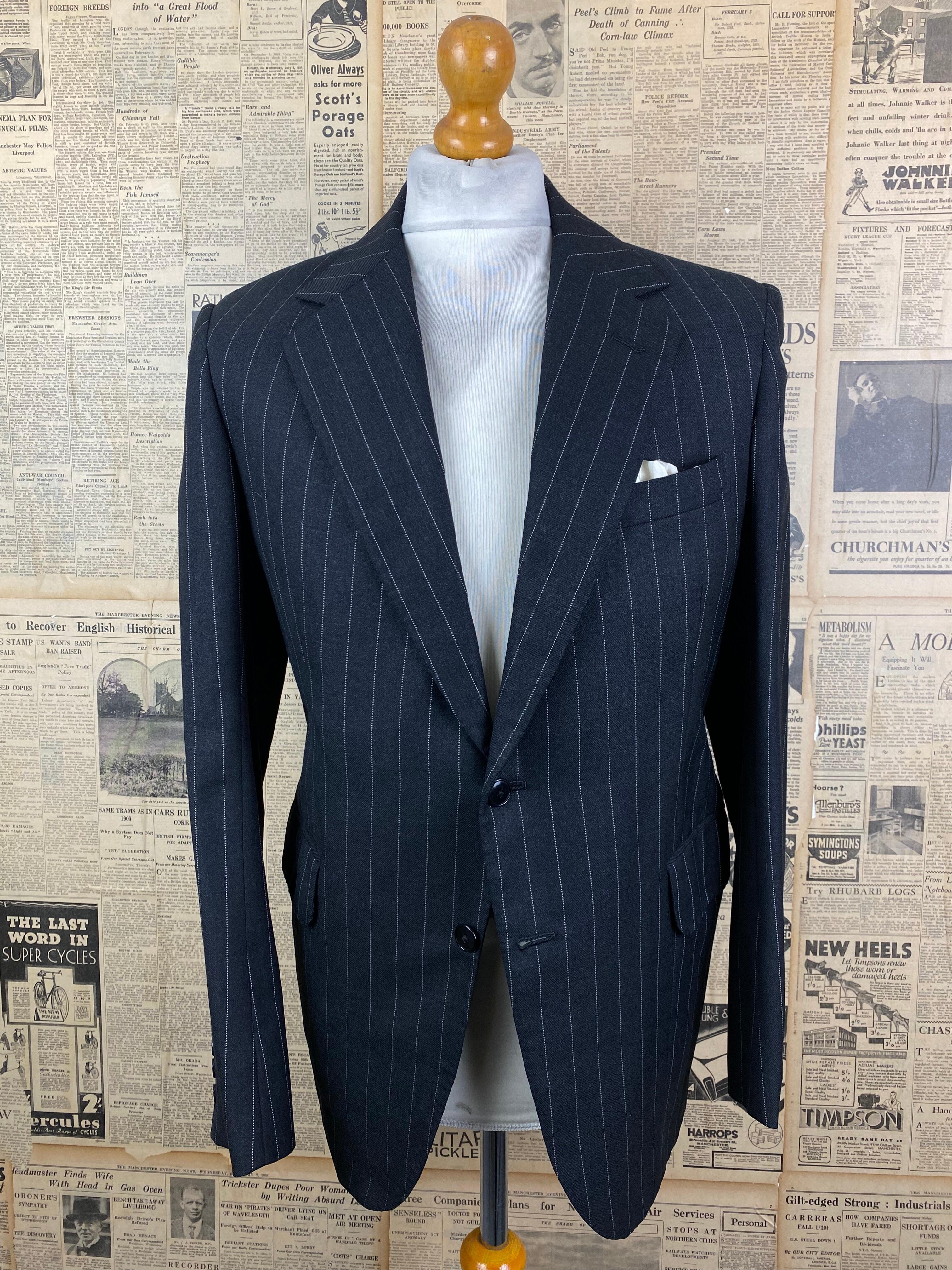 Vintage bespoke W.G Child grey pinstripe suit size 42 44 reg