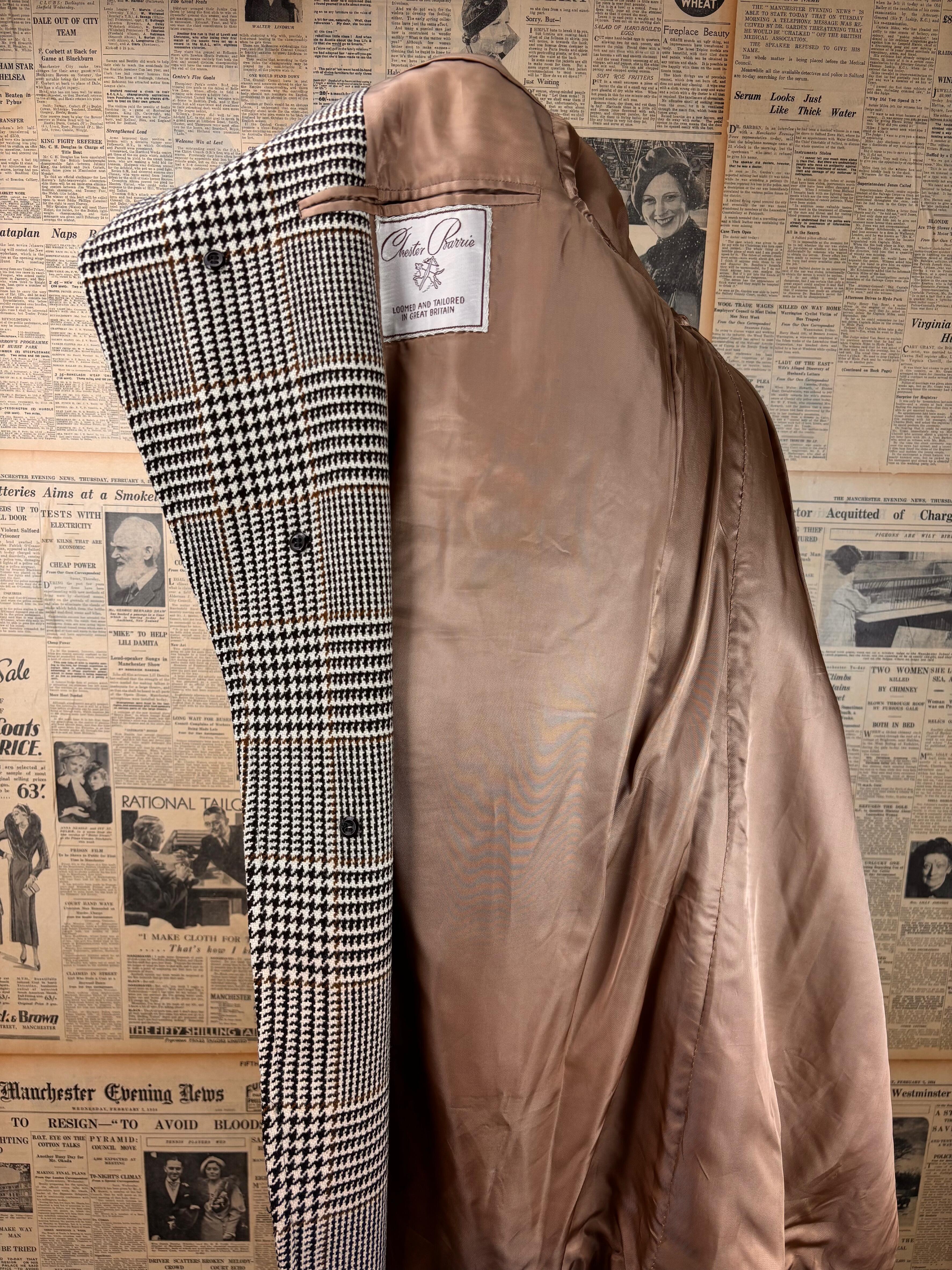 Chester Barrie Prince of Wales tweed overcoat size 42