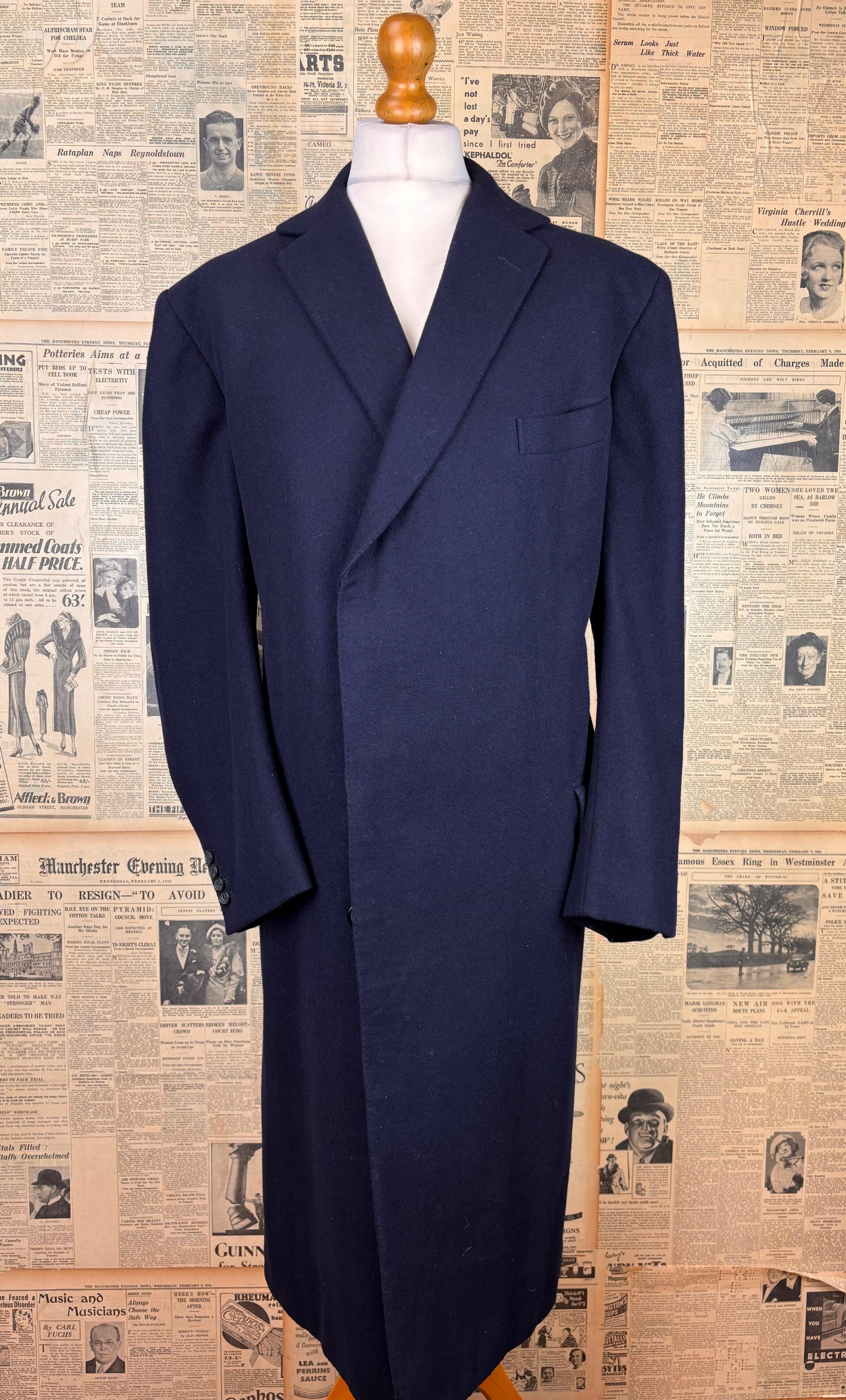 Vintage crombie 1950's 60's grey raglan sleeve city overcoat size