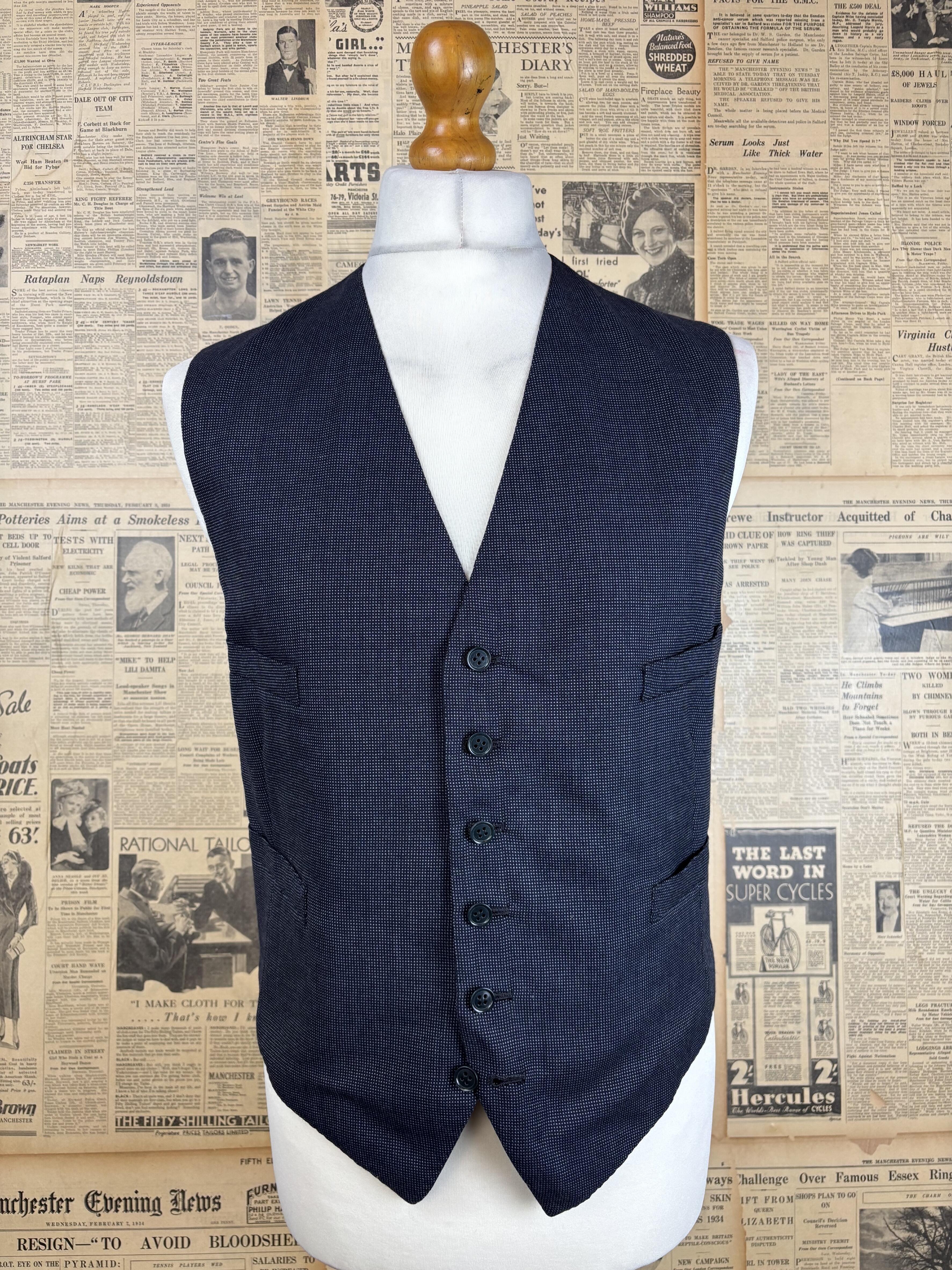 Vintage Savile Row bespoke black day morning waistcoat size 48