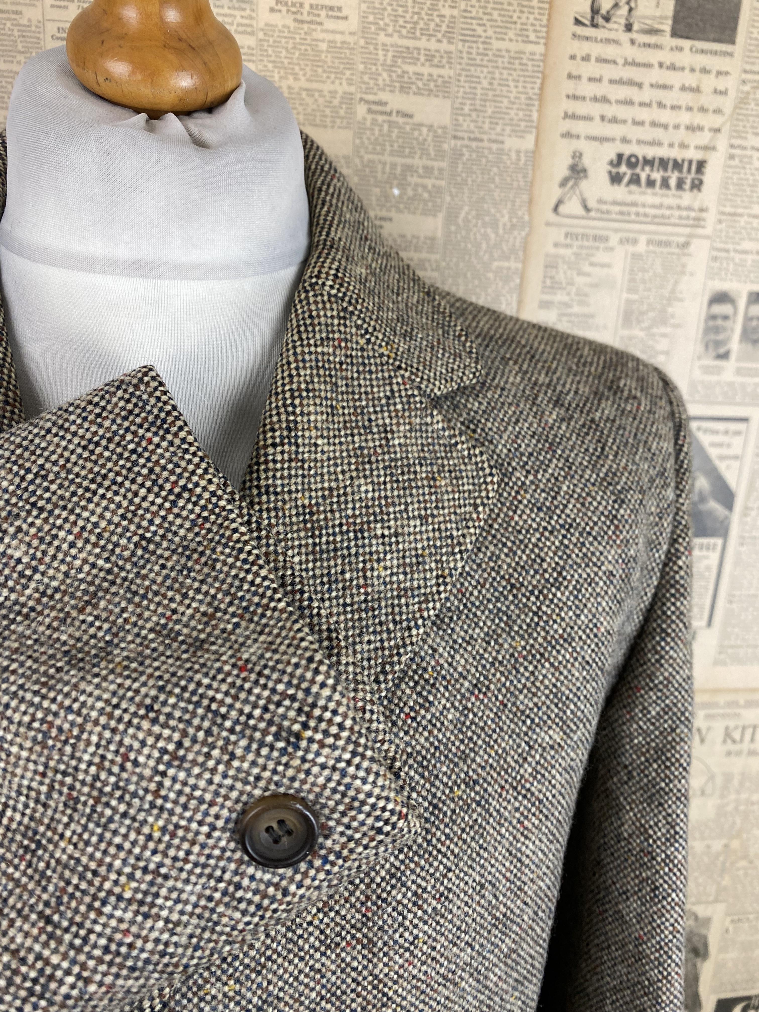 Vintage Burtons donegal tweed 1970's overcoat size 40