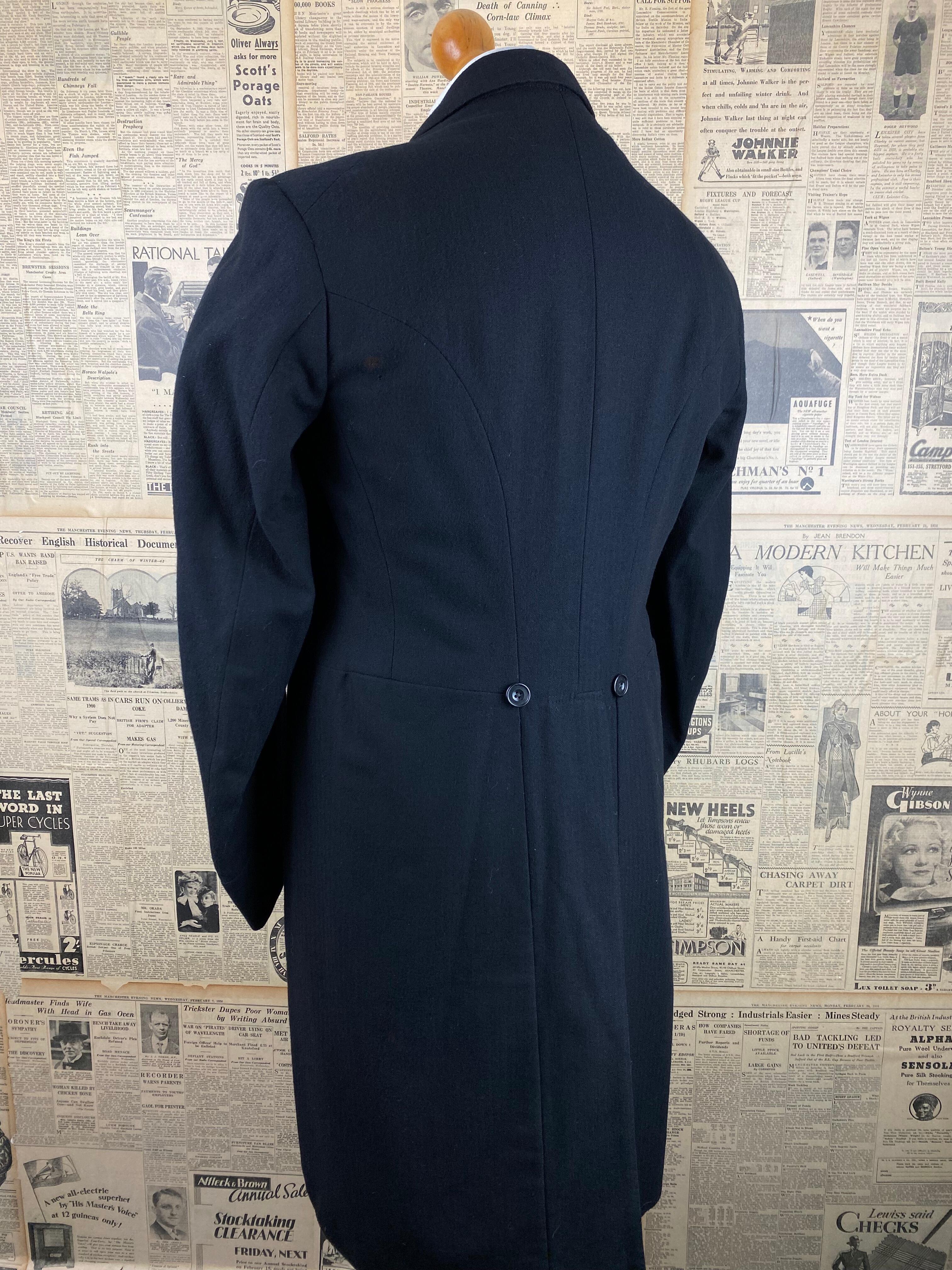 25> Vintage bespoke Savile Row 1925 morning tailcoat size 40