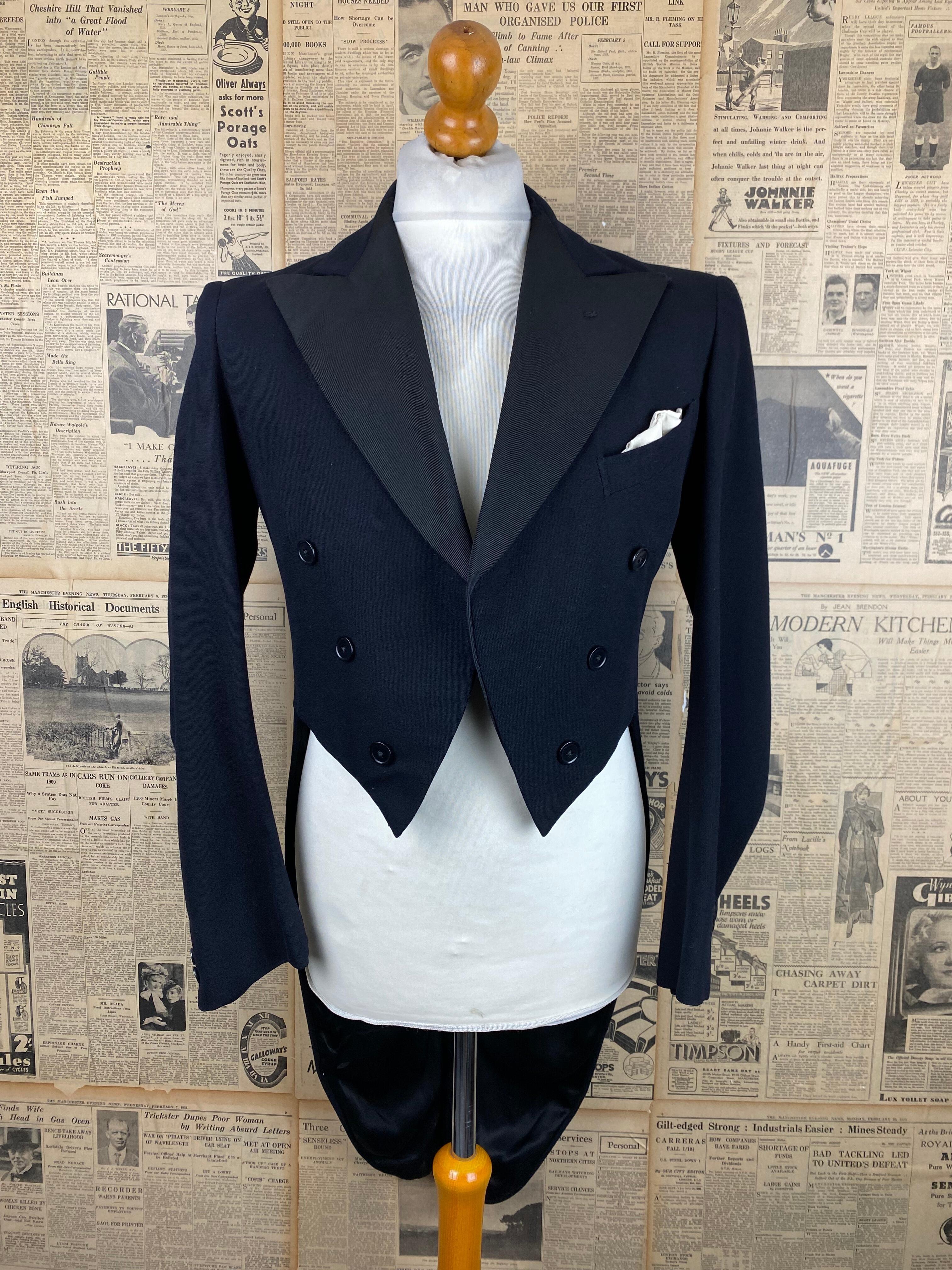 vintage 1940's 1950's midnight blue bespoke evening tailcoat size 40