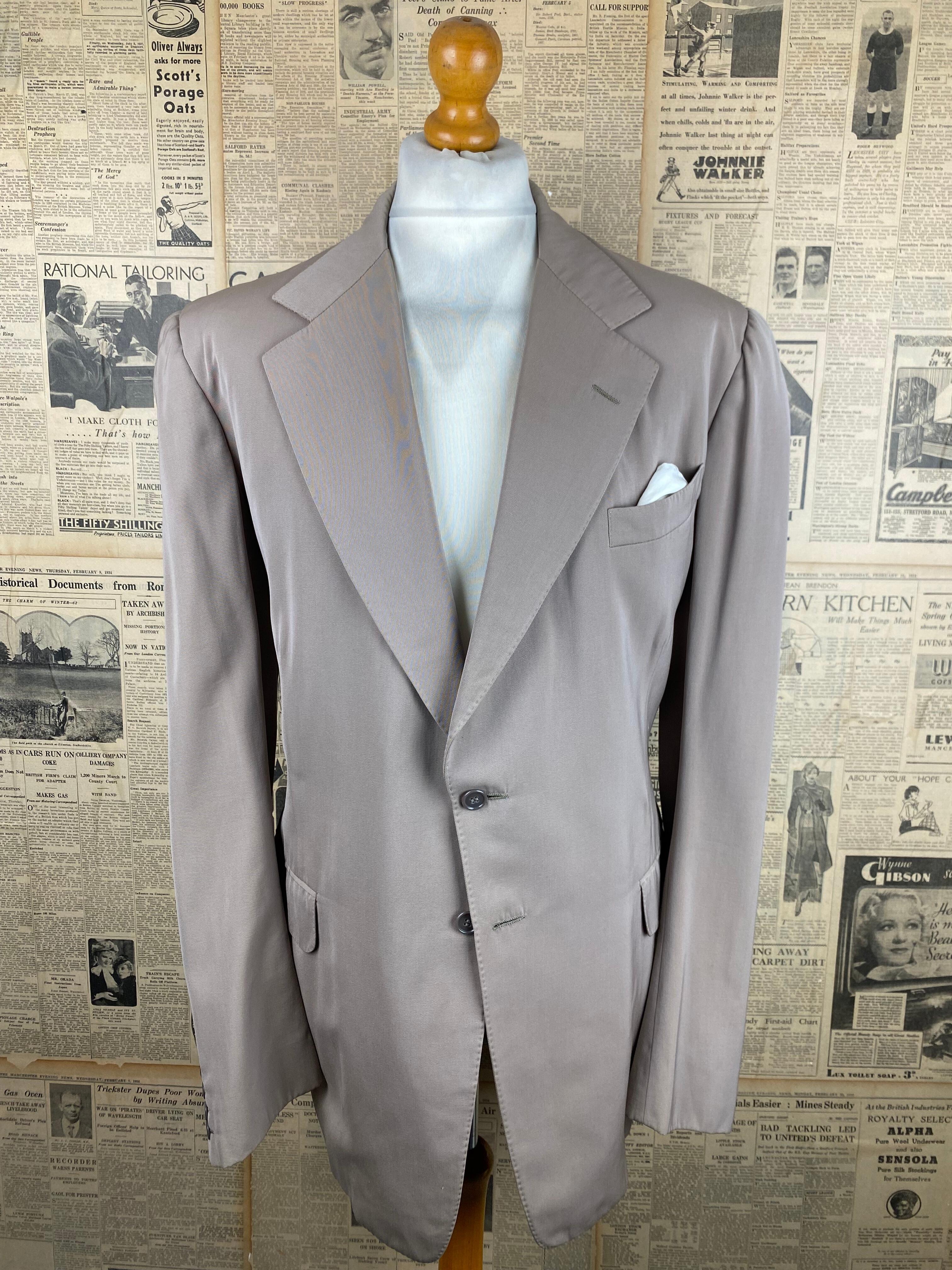 Vintage 1930's bespoke Summer suit size 42 44 extra long