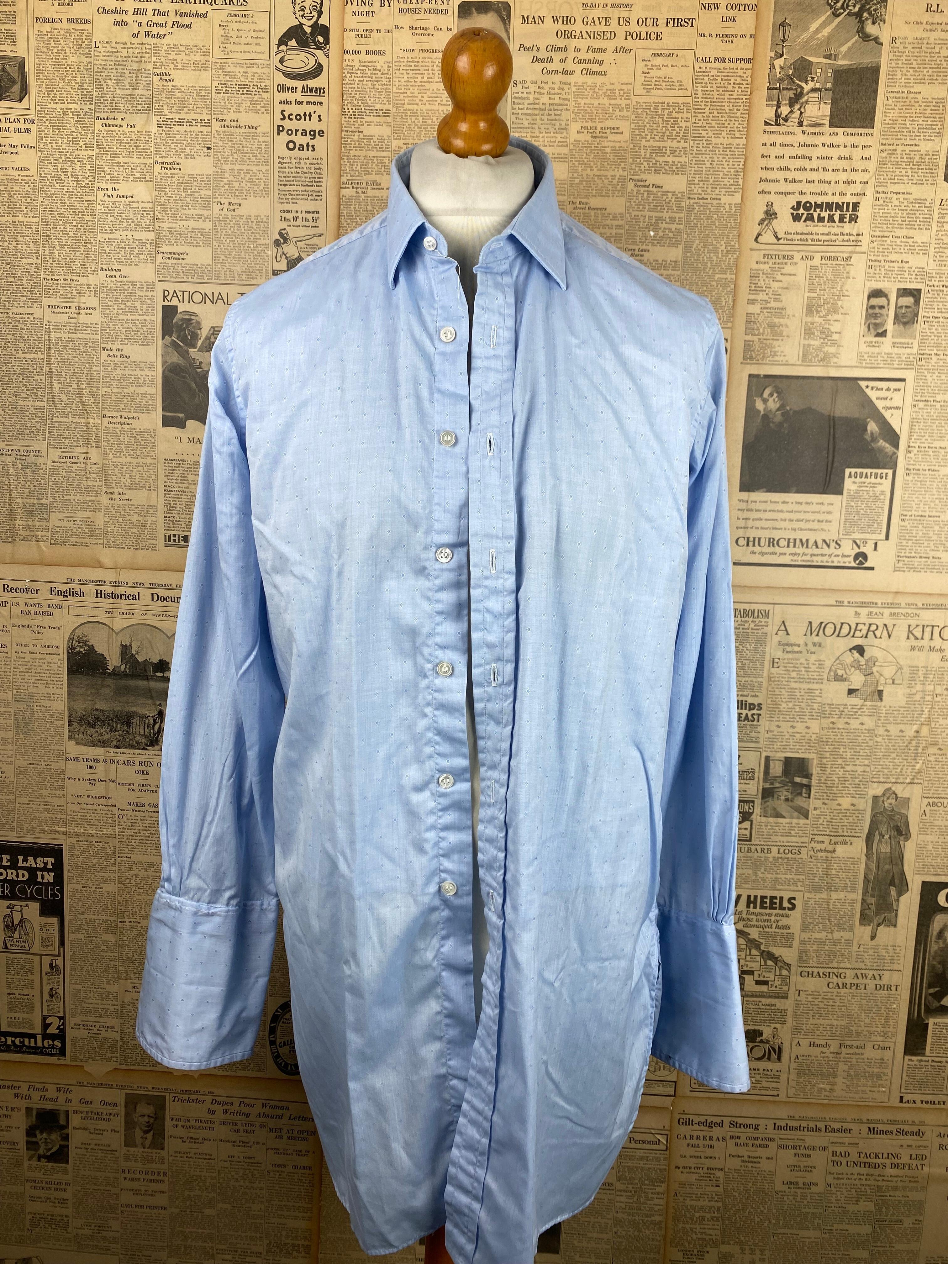 Vintage bespoke Webster blue shirt size 16.5 40