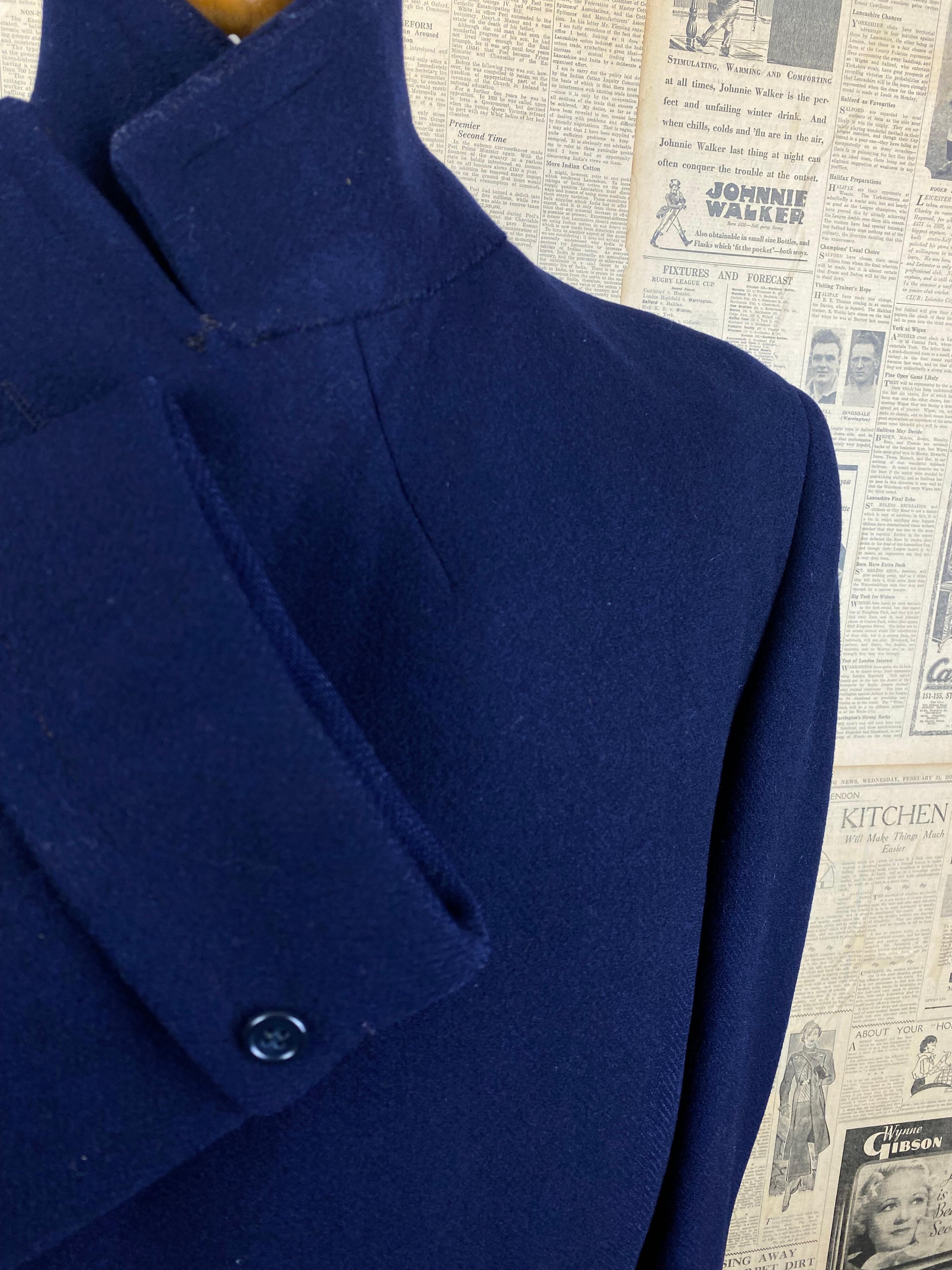 Vintage 1940's blue overcoat size 44
