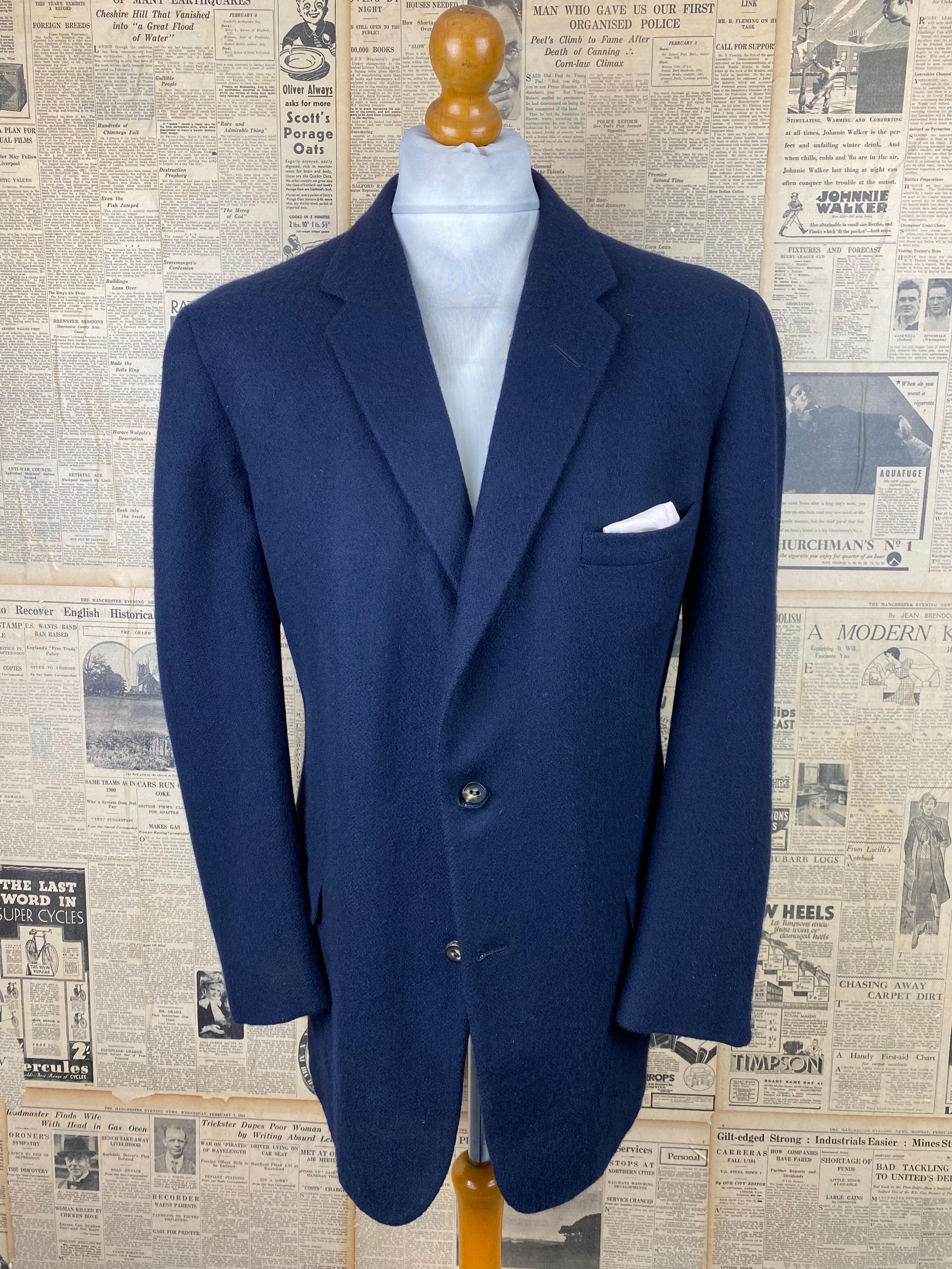 Vintage 1950's bespoke cashmere navy blazer size 46
