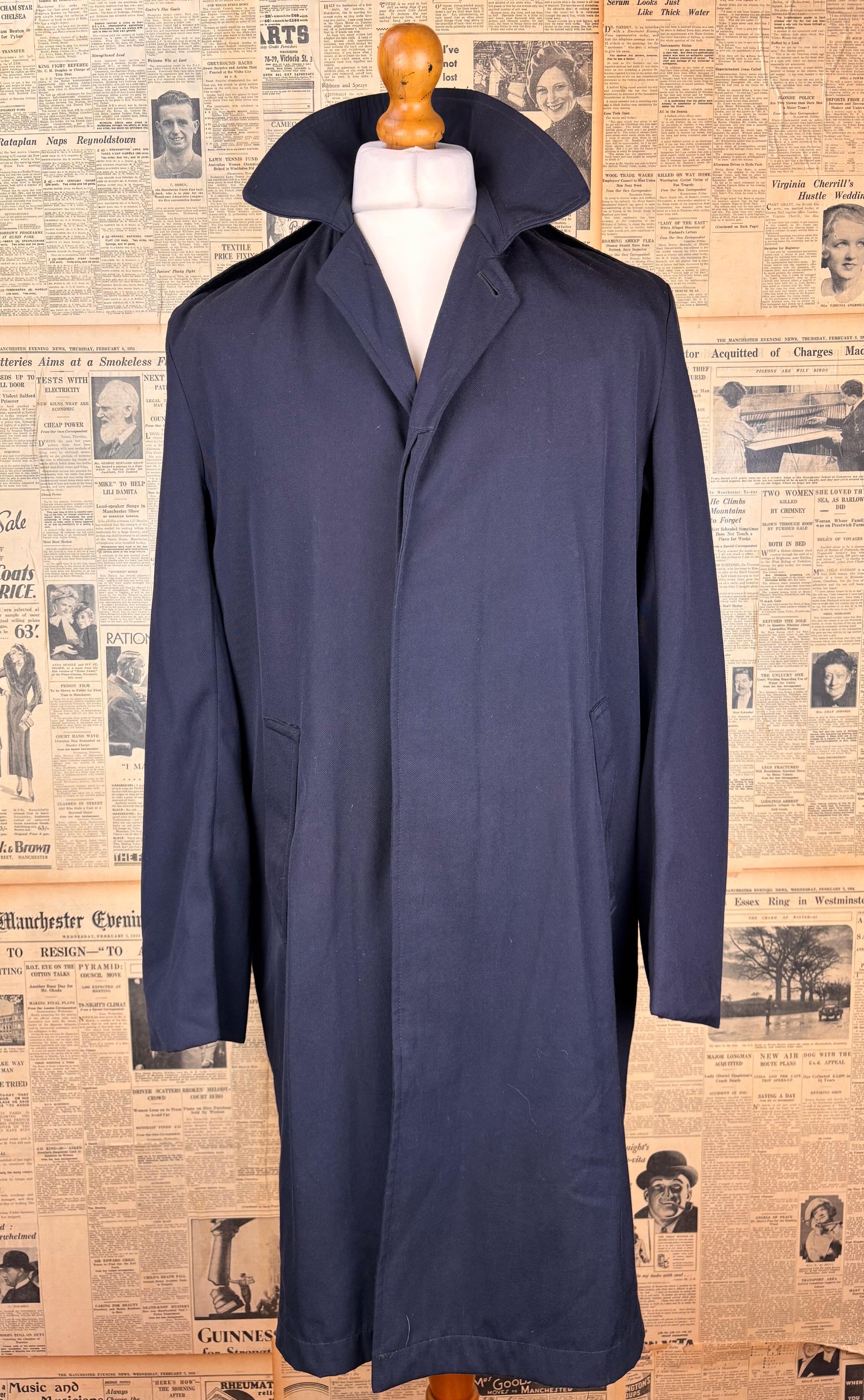 Vintage Crombie 1950's 60's grey raglan sleeve city overcoat size