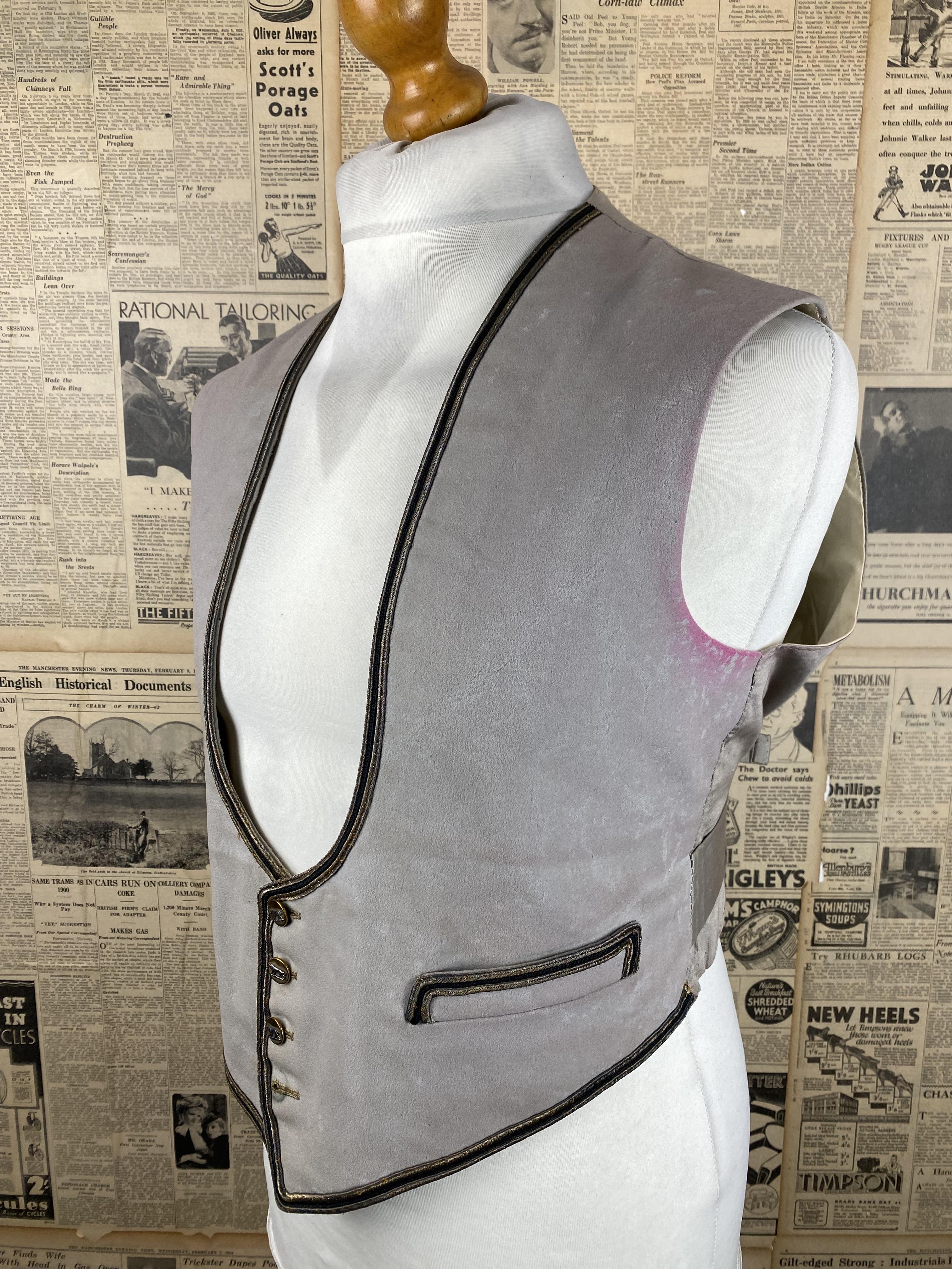 Arc43 Edwardian victorian hunting grey waistcoat size 44