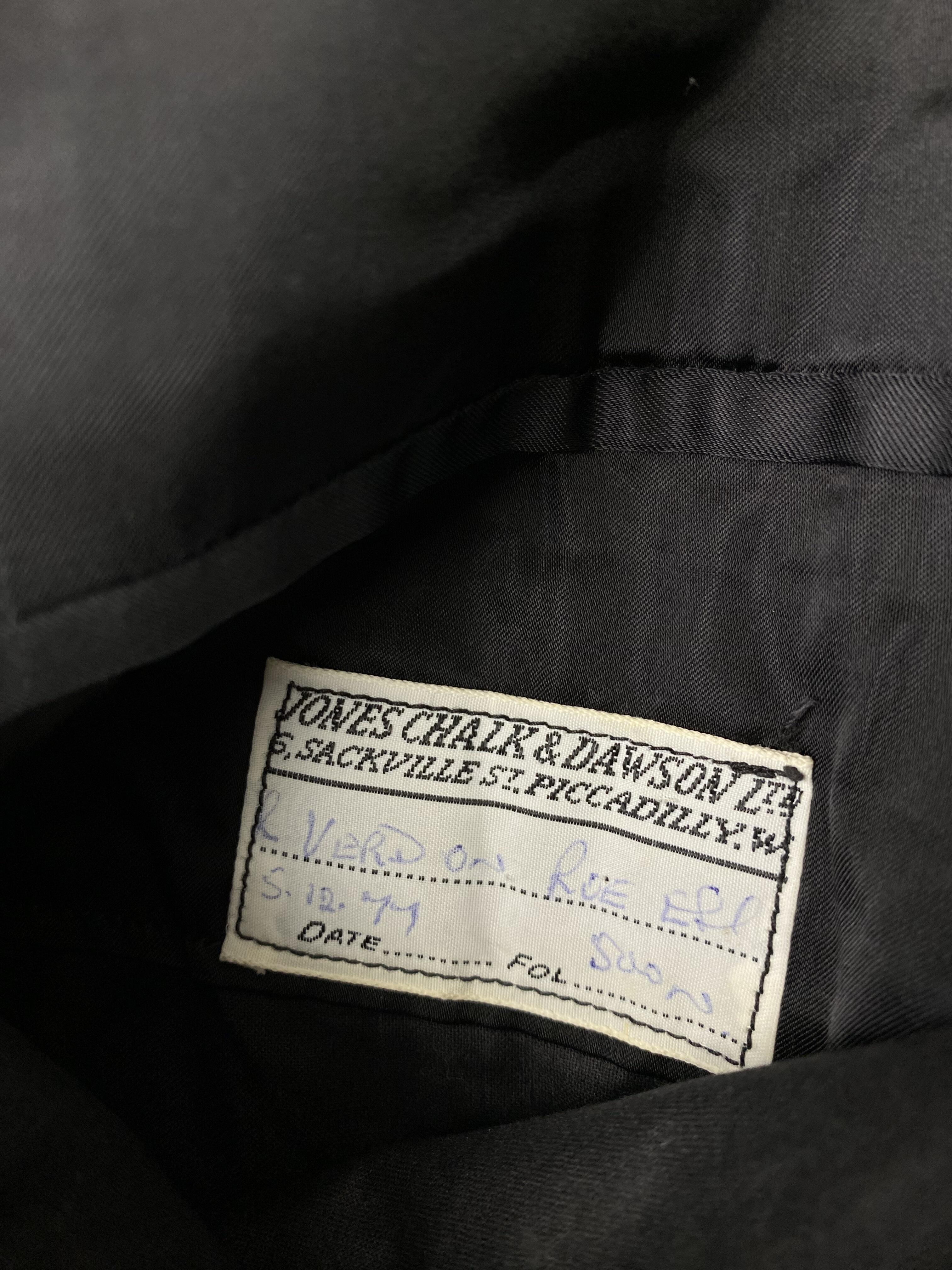 Vintage bespoke Savile Row chalk stripe three piece suit size 44 long