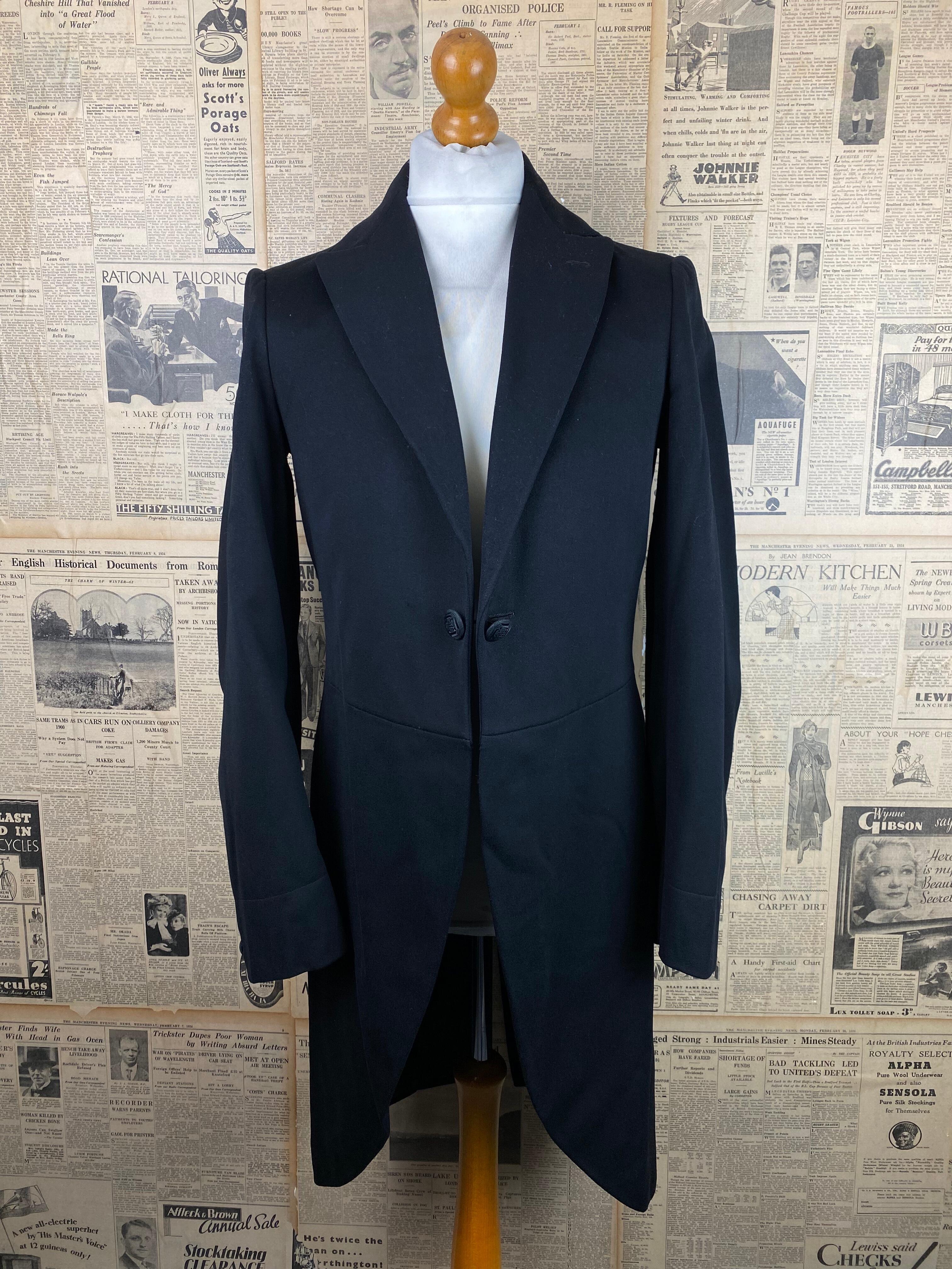 212> Vintage 1920 frock coat morning tailcoat size 38 40 long