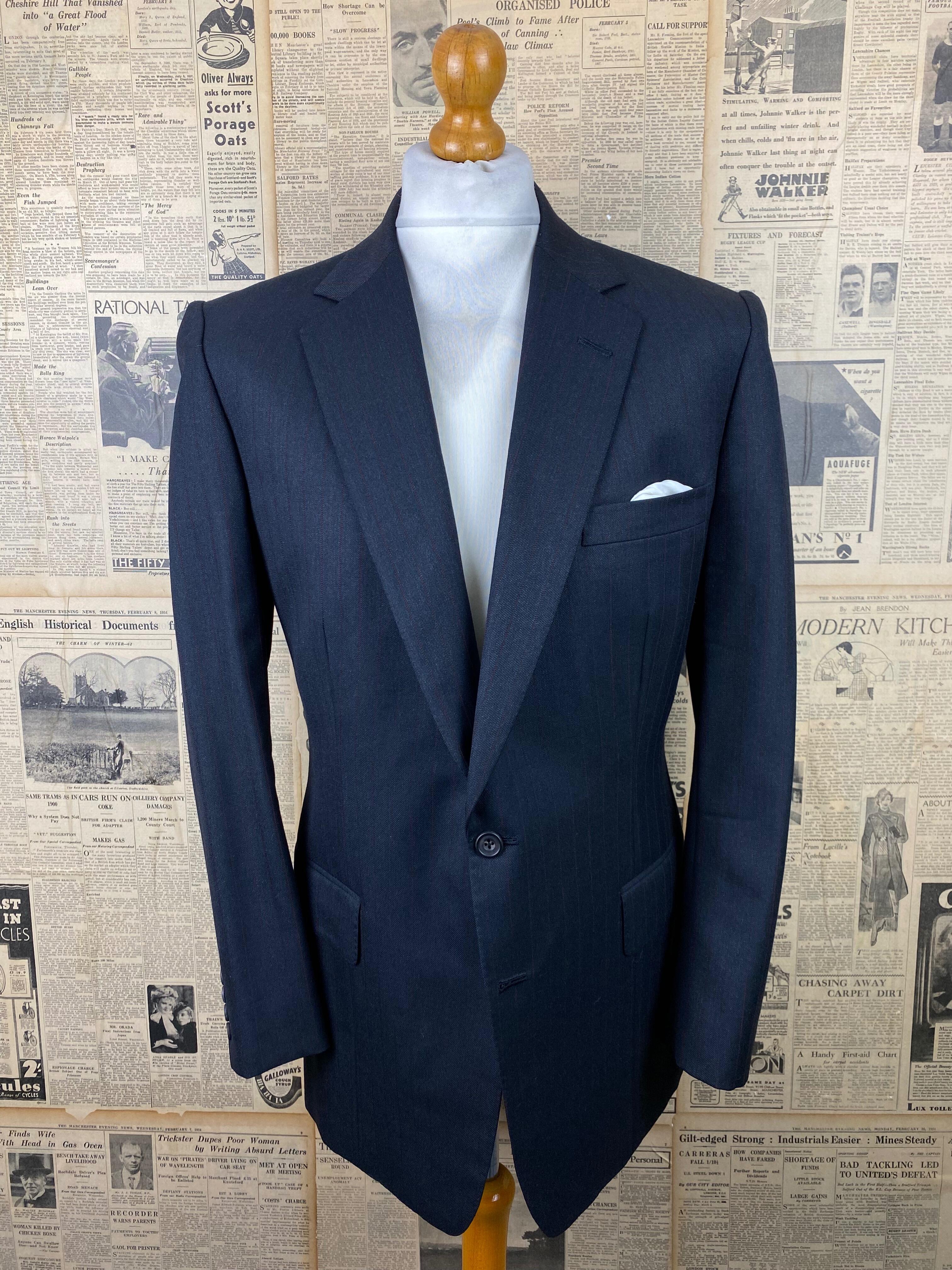 Vintage bespoke three piece grey Savile Row suit size 42 reg
