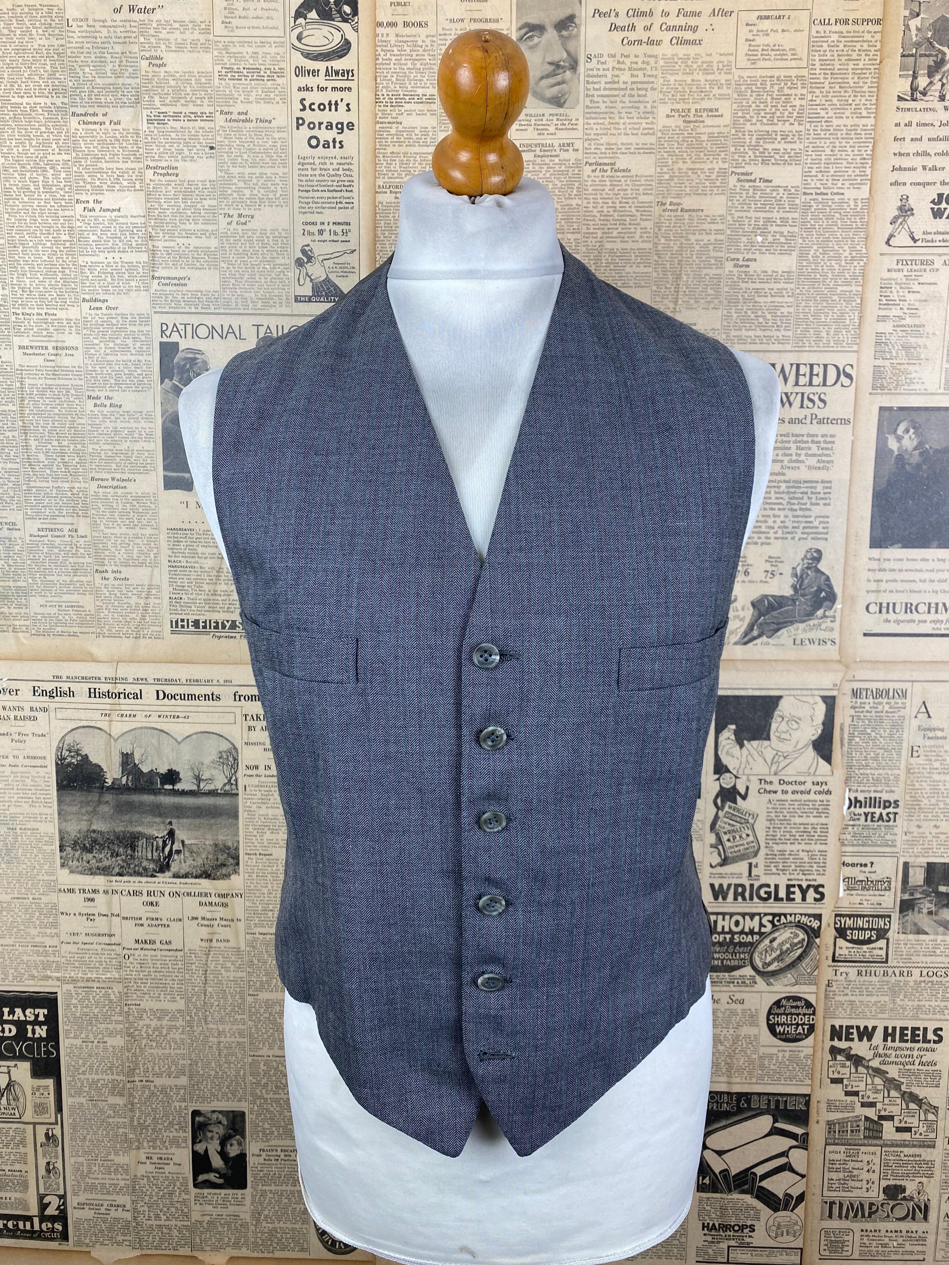 Vintage bespoke 1920's grey morning waistcoat size 32 short