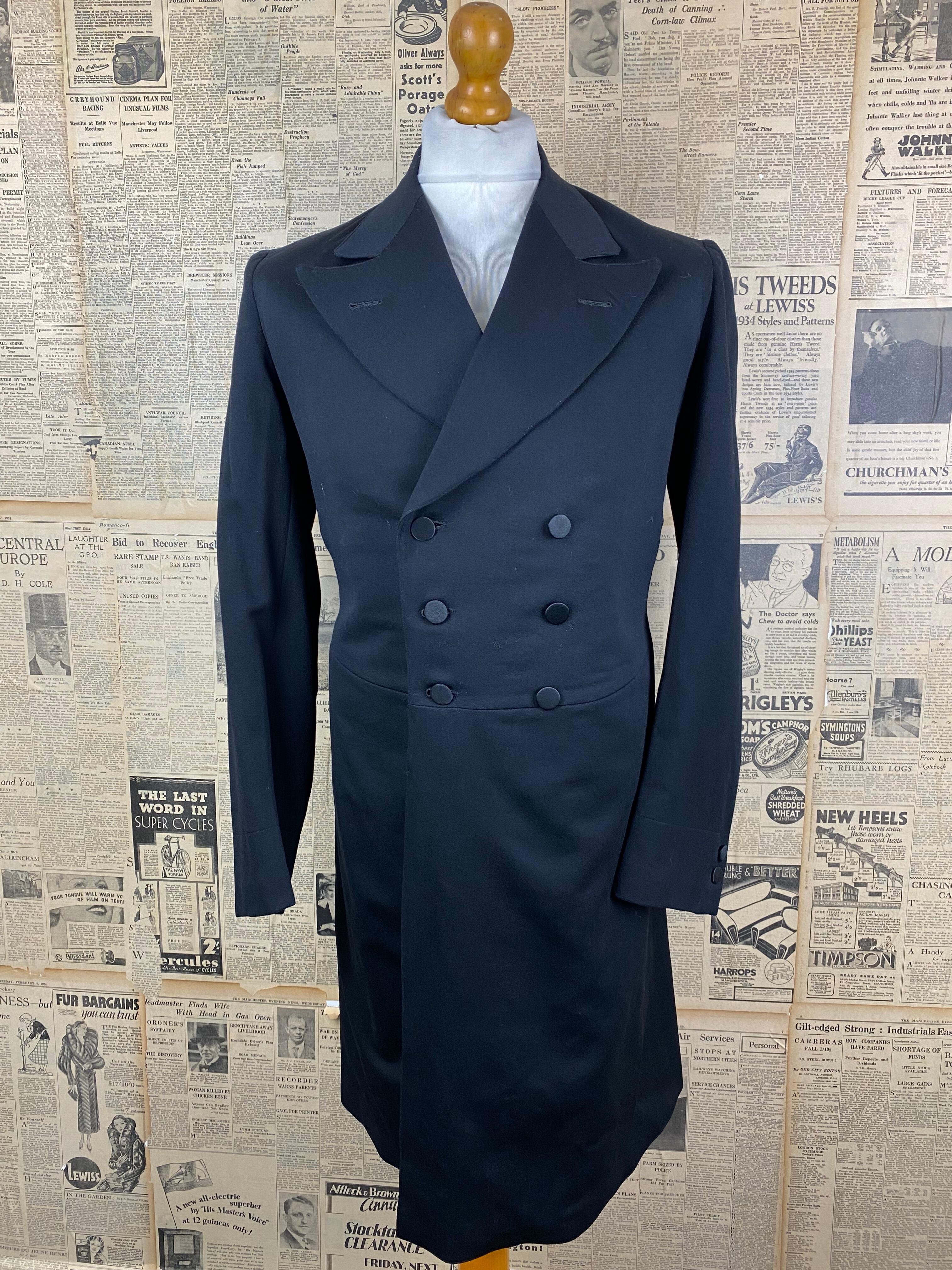 1 Antique bespoke Edwardian lightweight frock coat size 38