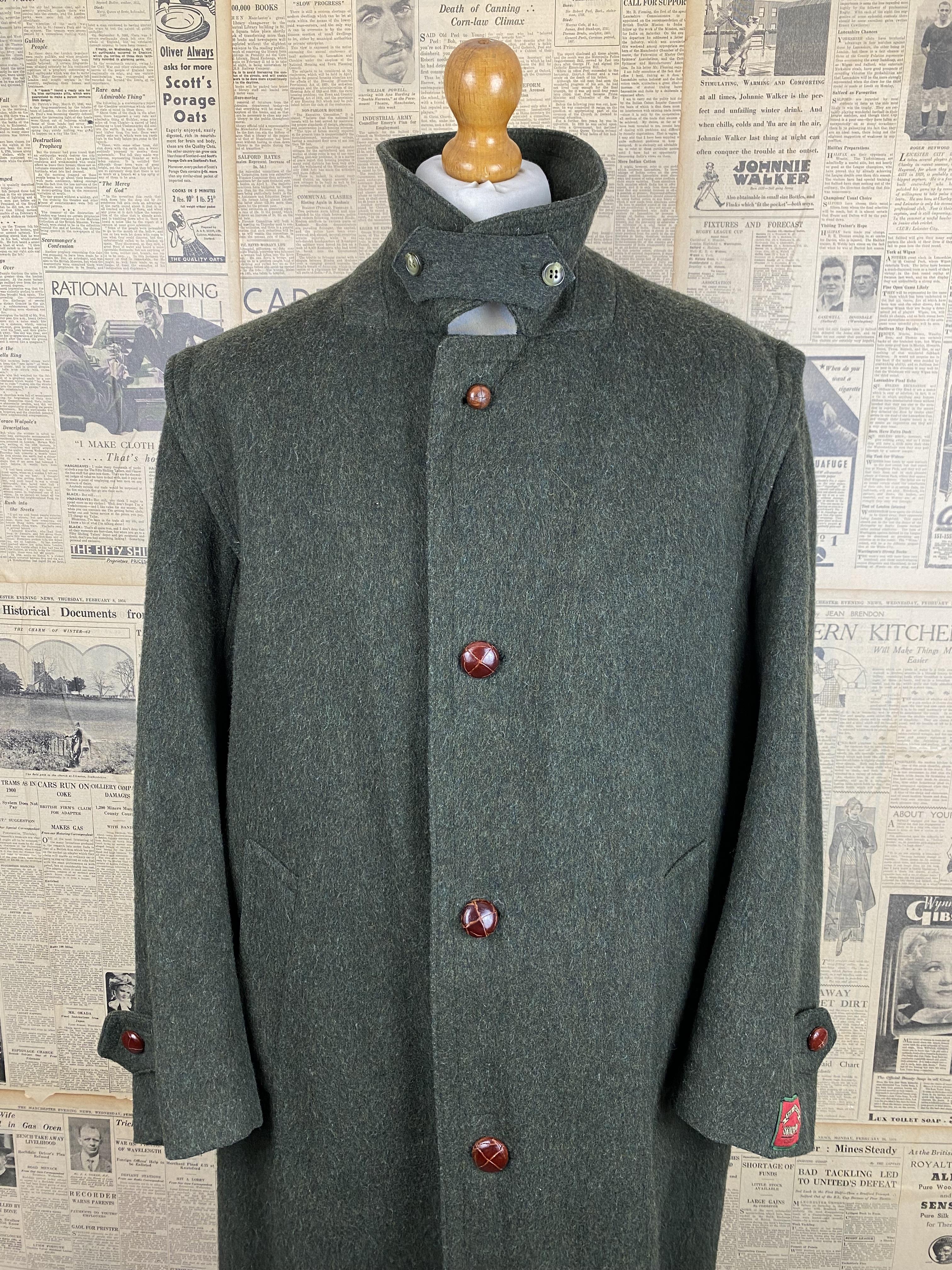 Vintage Loden green wool overcoat size 42