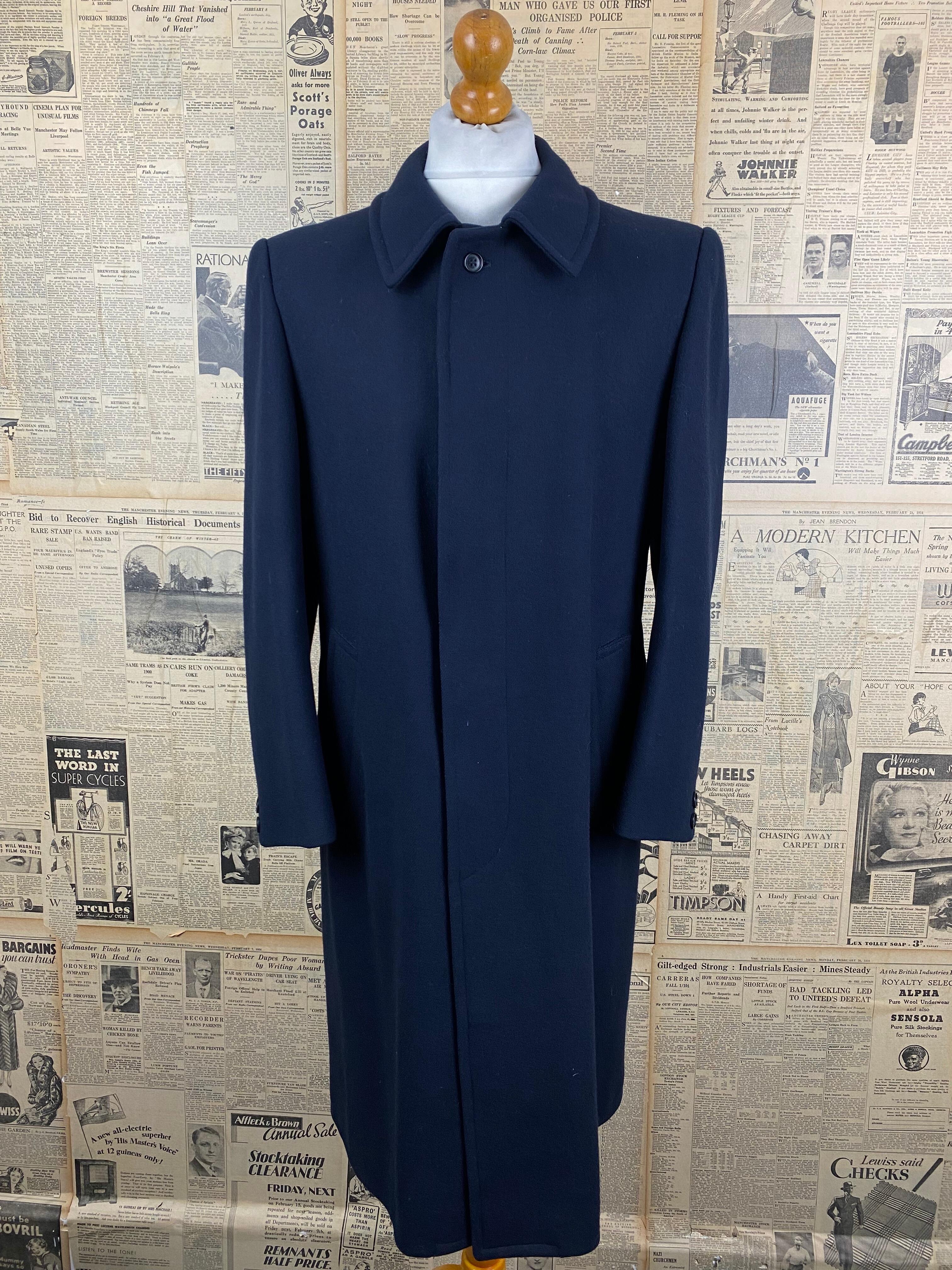 Vintage 1960's Navy Blue Overcoat Size 40