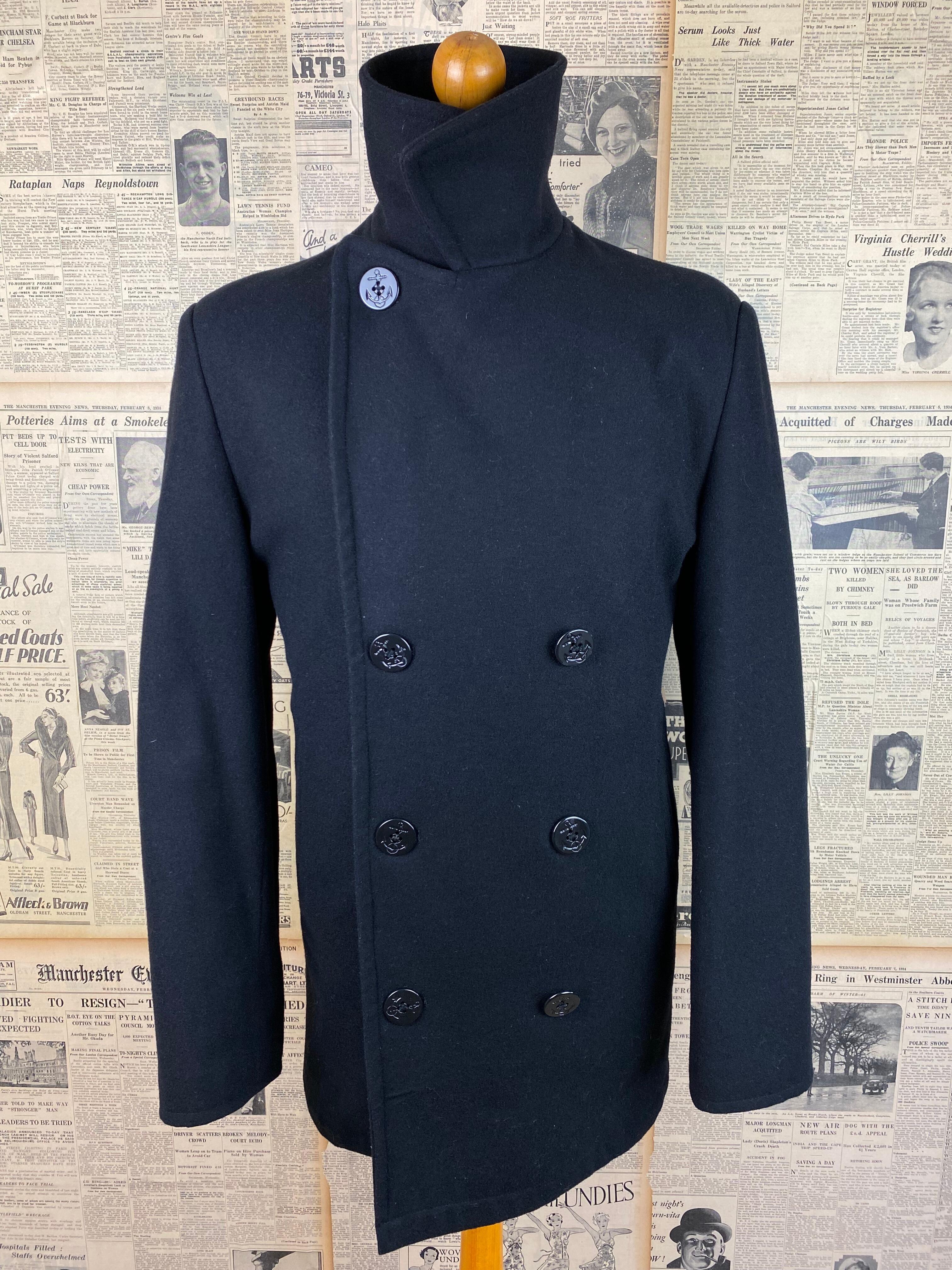 1940s U.S. NAVY PEA COAT / DARK NAVY — SPEEDWAY