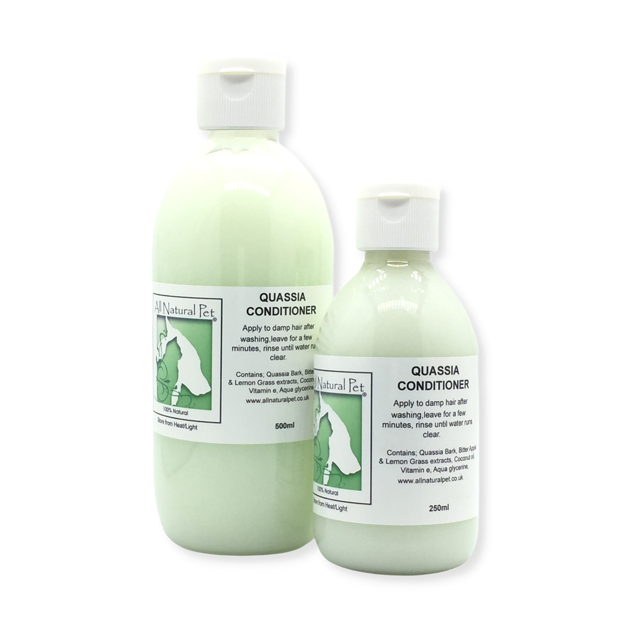 A bottle of lemon scented conditioner made from herbs for dogs skin conditions