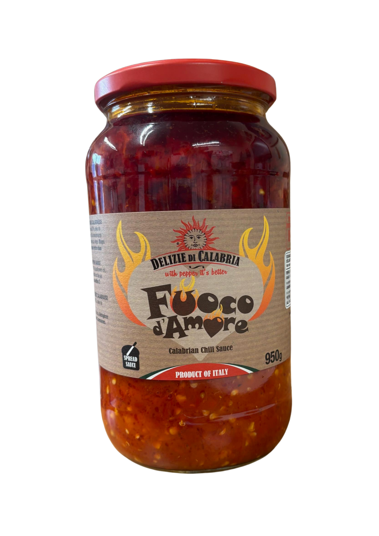 Calabrian Chilli Sauce “Fuoco D’Amore” 950g – Authentic Italian Hot Sauce