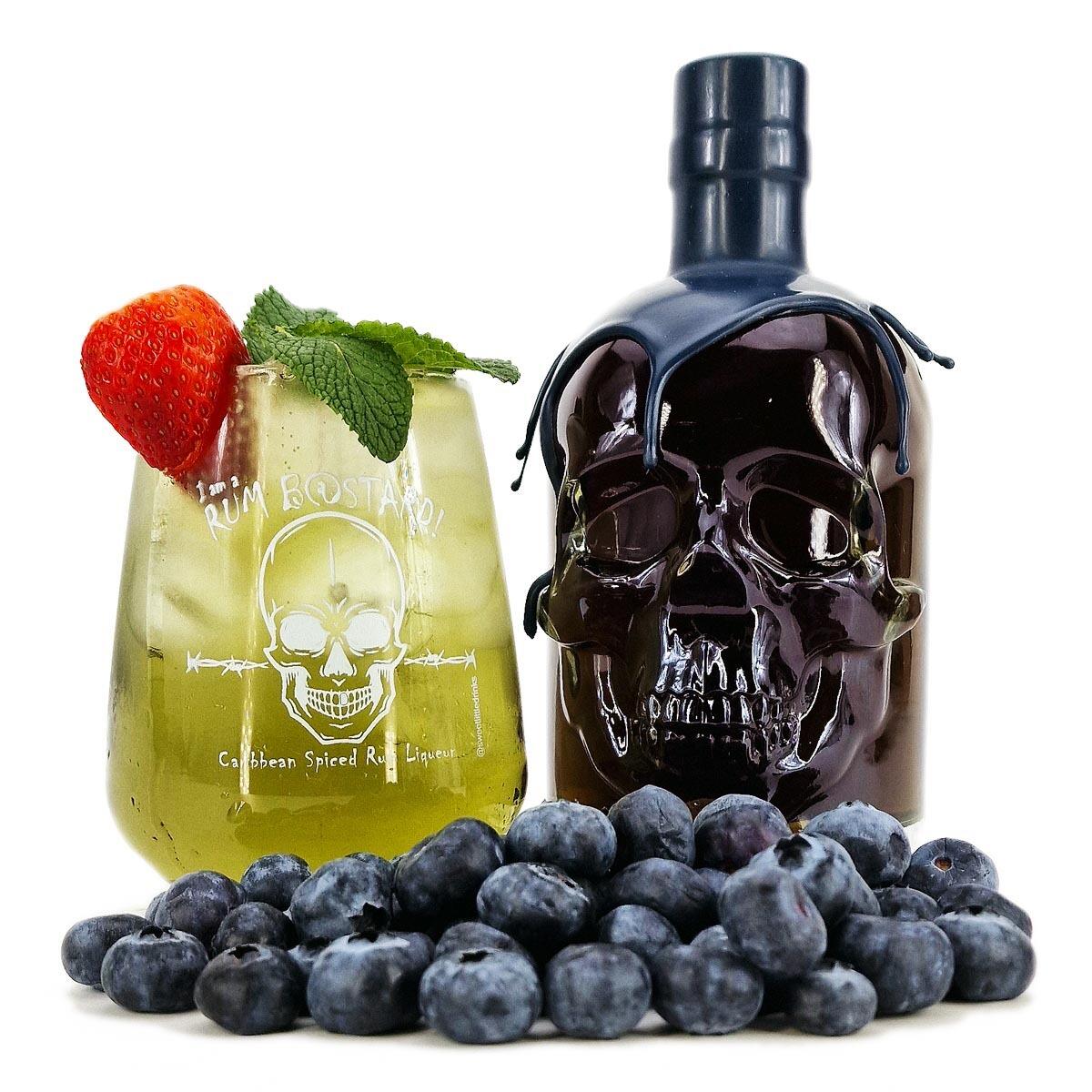 Rum Bastard Blueberry Gift Set Caribbean Spiced Rum Liqueur 50cl & Mencia Rocks Glass Tumbler