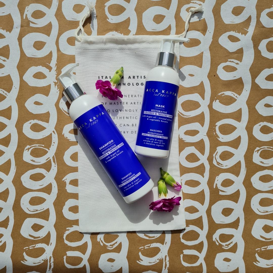Pictured: The Blue Lavender Shampoo and Mask by Acca Kappa