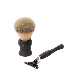 ACCA KAPPA Natural Black Shaving Set with Synthetic Fibre Brush and Mach3 Razor