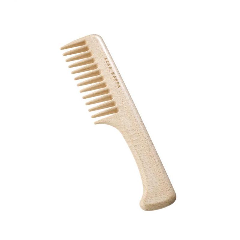 ACCA KAPPA coarse tooth beech wood comb with handle