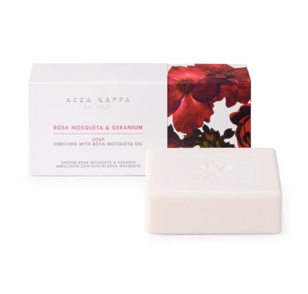 Pictured: Rosa Mosqueta & Geranium Soap by ACCA KAPPA