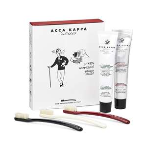 ACCA KAPPA Vintage Collection Gift Set, Total Protection Toothpaste, Natural Toothpaste, 3 Medium Nylon Toothbrushes