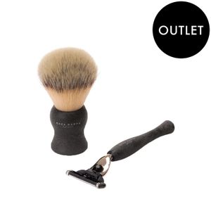 ACCA KAPPA Natural Black Shaving Set with Synthetic Fibre Brush and Mach3 Razor