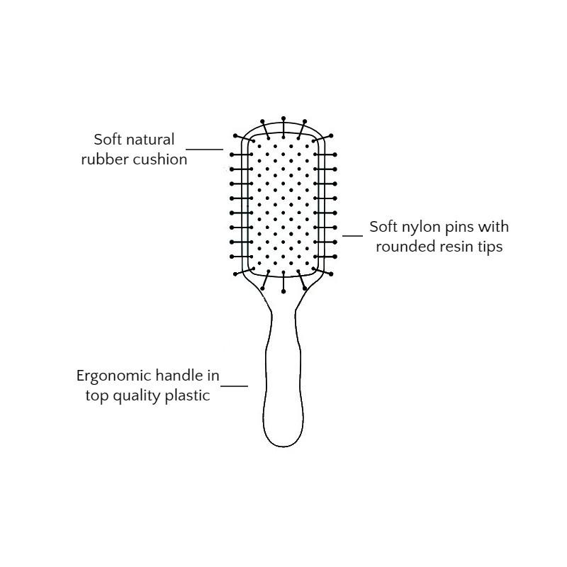 ACCA KAPPA Shower Paddle Brush with Soft Nylon Pins and Resin Tip
