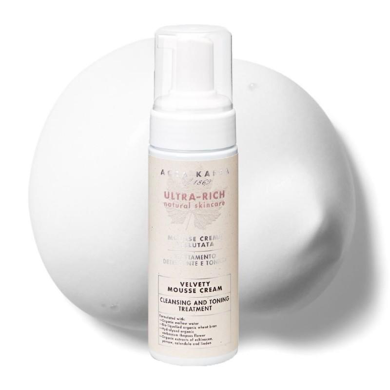 Velvety Mousse Cream, Cleansing and Toning Treatment, part of the Ultra-Rich Natural Skincare Range by ACCA KAPPA