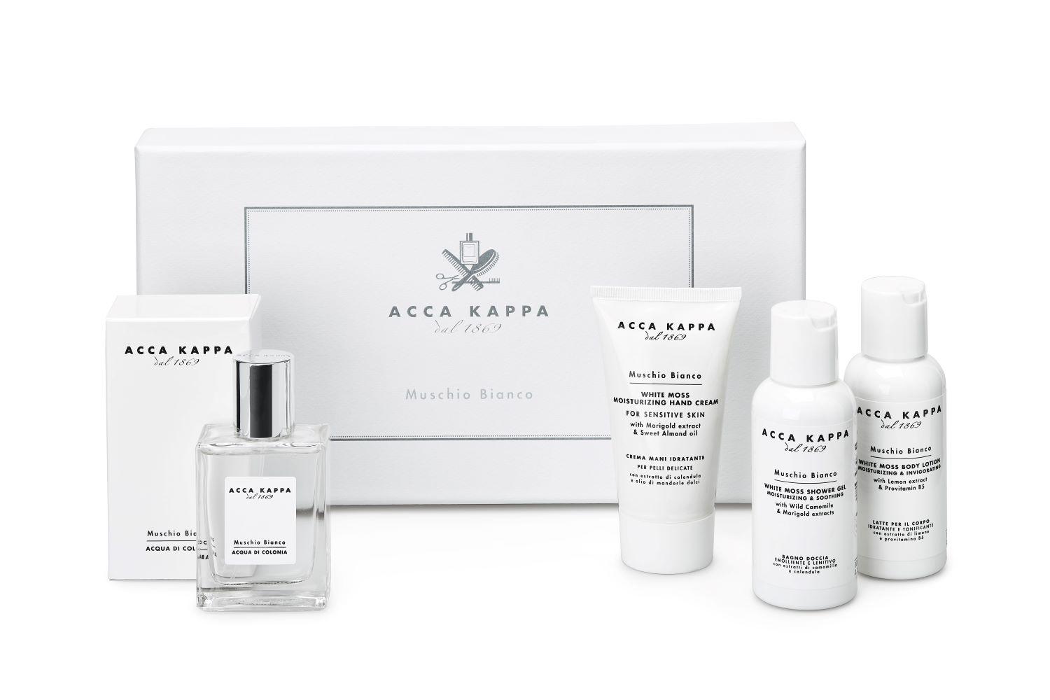 ACCA KAPPA White Moss Gift Set of Eau de Cologne 50ml, Shower Gel 100ml, Body Lotion 100ml, Hand Cream 75ml
