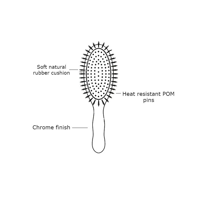ACCA KAPPA Chrome Hairbrush with Natural Rubber Cushion