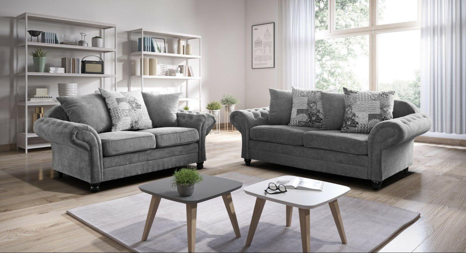 NICOLE CORNER SOFA 4 Seater 3 Seater 2 Seater Armchair Grey or Silver Any Combination Possible