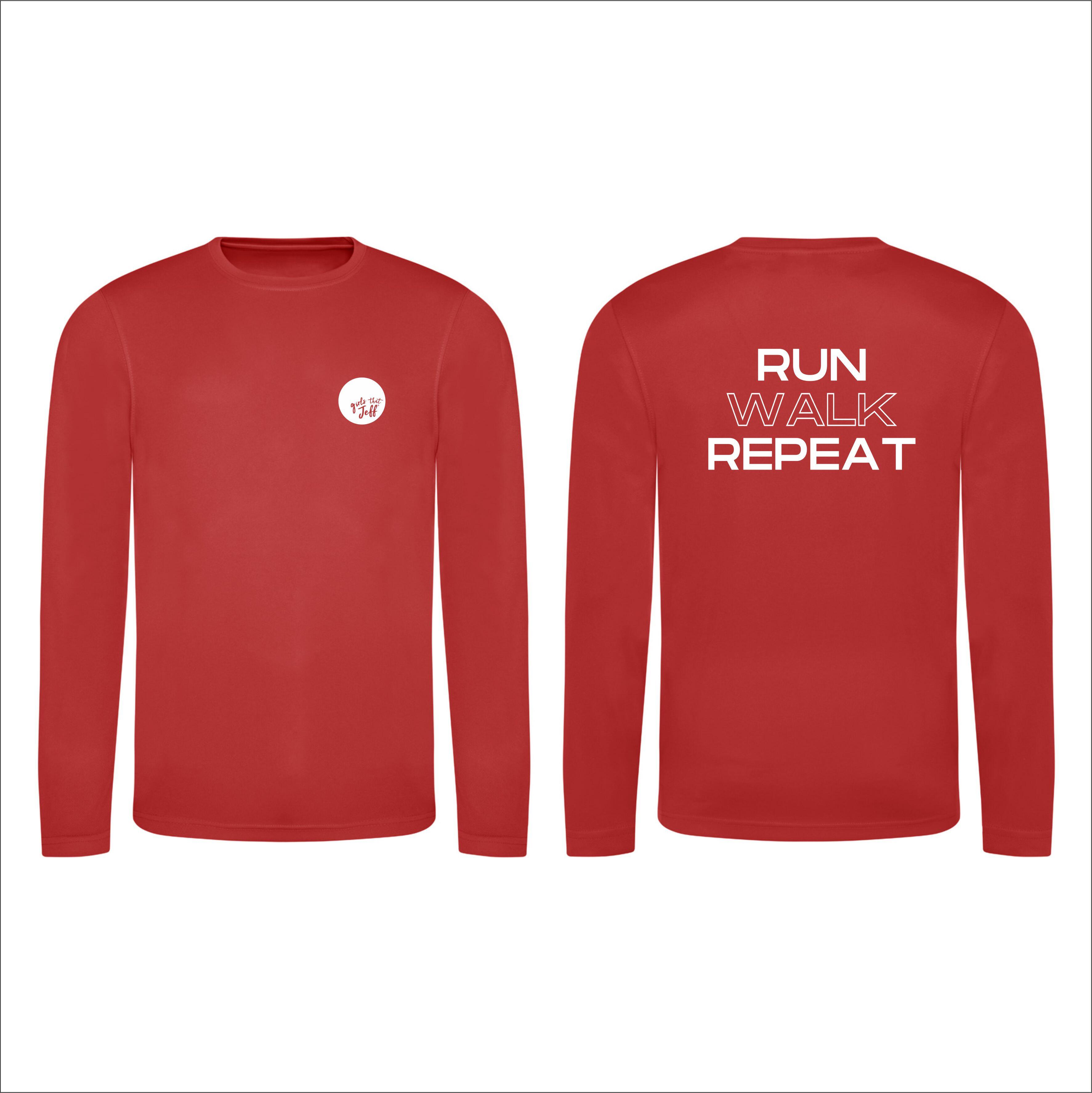 Run Walk Repeat Design - Unisex Long Sleeve Sports T-Shirt (JC002)