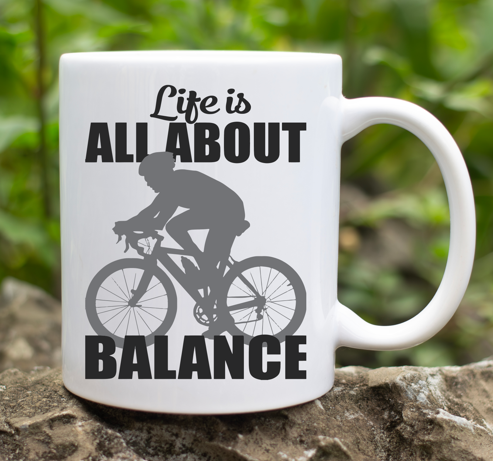 life is all about balance mug