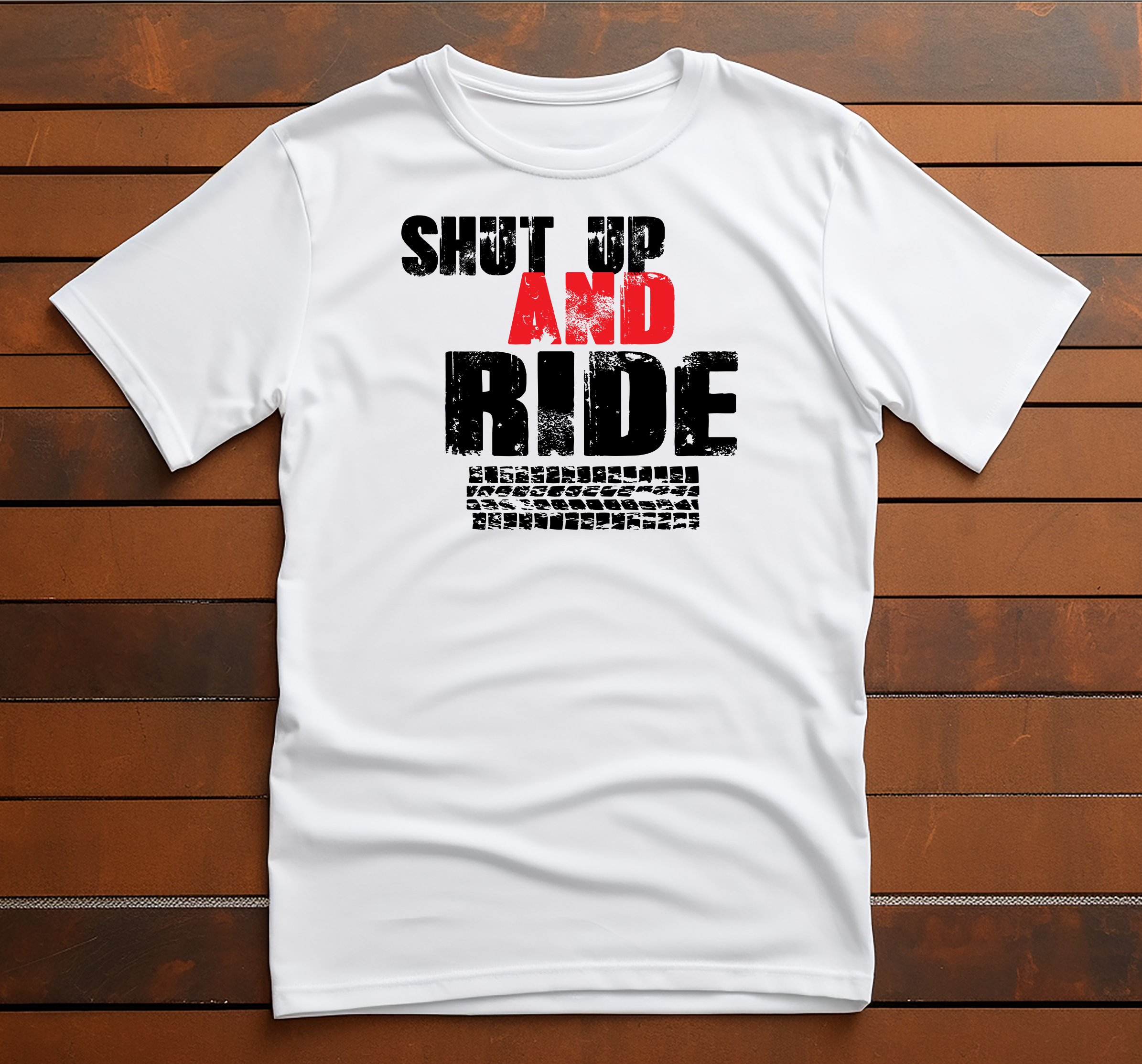 shut up and ride tshirt white