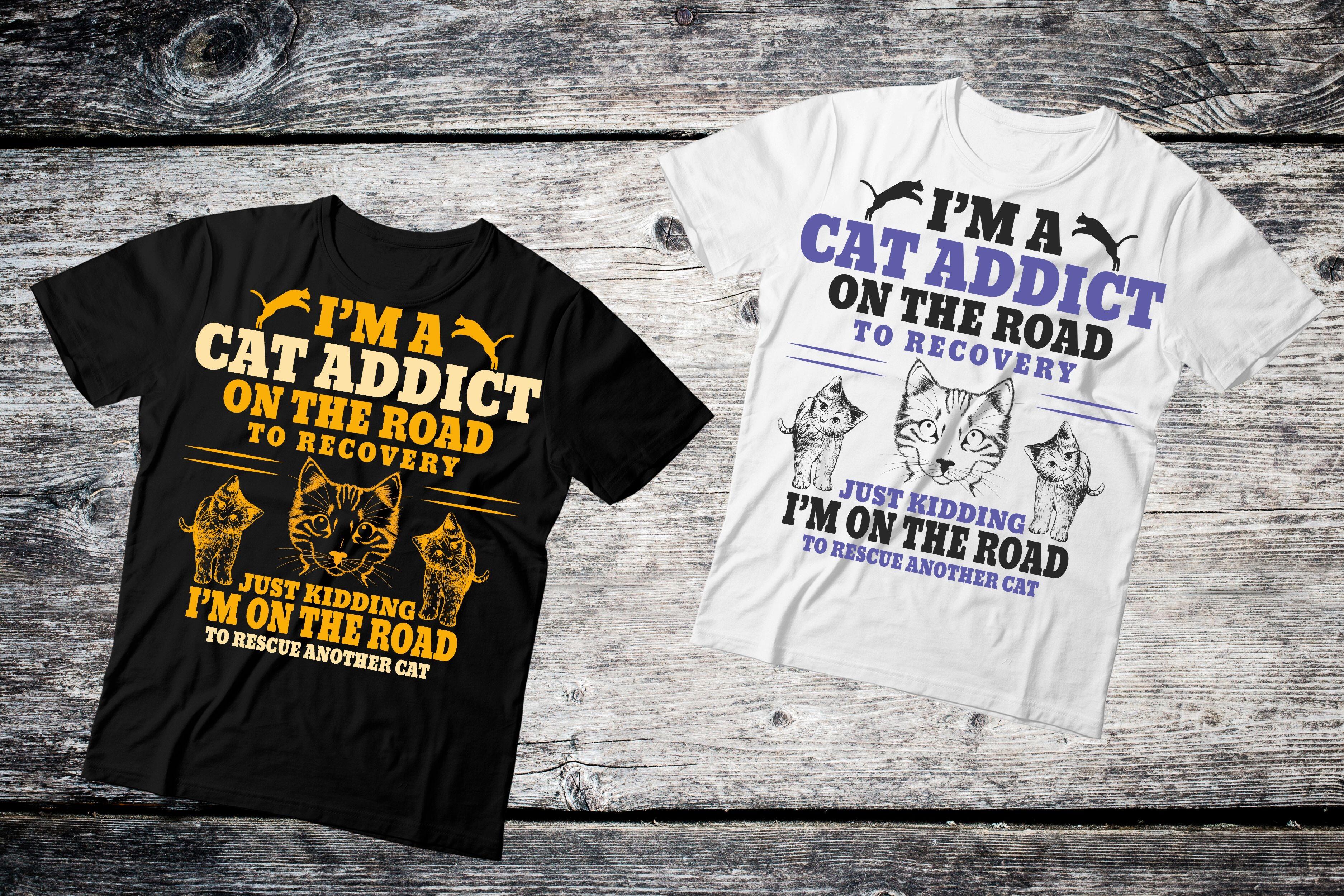 cat addict tshirt design