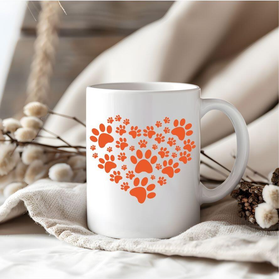 pawprint heart mug design