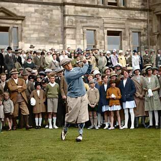 Bobby Jones 1927 Triumph: Historic photograph of Bobby Jones during his 1927 victory at St Andrews.