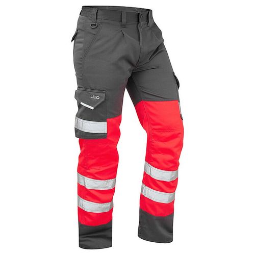 Leo Bideford ISO 20471 Class 1 Cargo Trouser Red/Grey