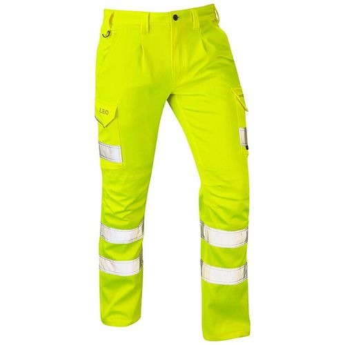 Leo Kingford ISO 20471 Class 1 EcoViz Stretch Poly/Cotton Cargo Trouser Yellow