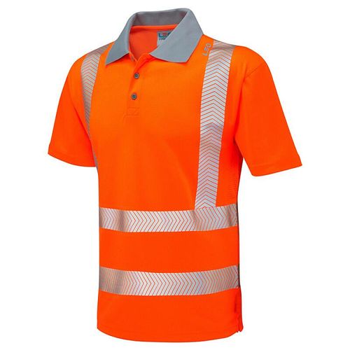 Leo Woolacombe ISO 20471 Class 2 Coolviz Plus Polo Shirt Orange