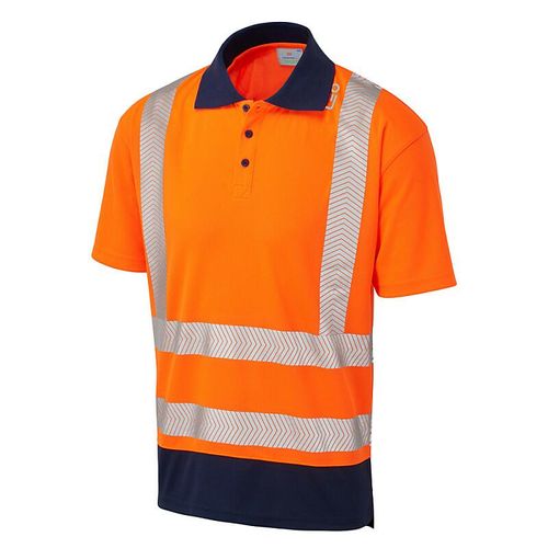 Leo Mortehoe ISO 20471 Class 2 Dual Colour Coolviz Plus Polo Shirt Orange/Navy