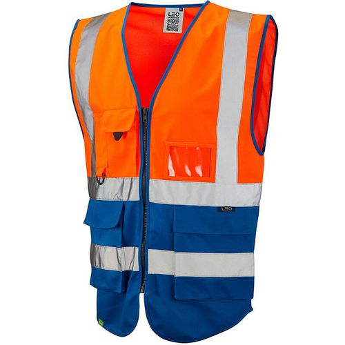 Leo Lynton ISO 20471 Class 1 Superior Waistcoat Orange/Royal