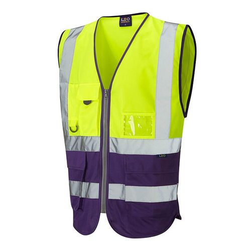 Leo Lynton ISO 20471 Class 1 Superior Waistcoat Yellow/Purple